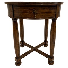 Stunning Guy Chaddock Round Hardwood Side Table with Single Drawer