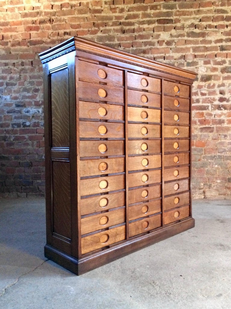 Stunning Haberdashery Oak Chest of Drawers Filing Amberg Loft