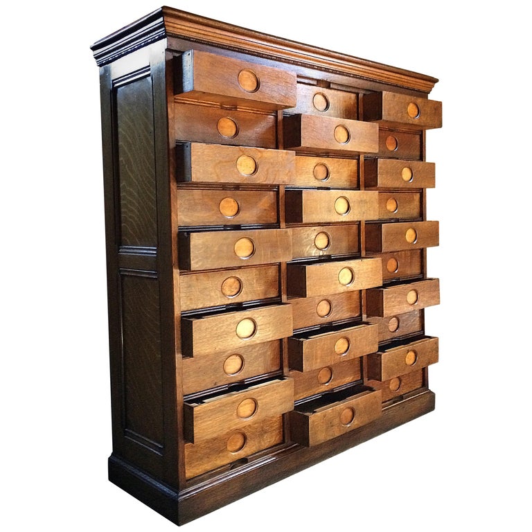 Stunning Haberdashery Oak Chest of Drawers Filing Amberg Loft
