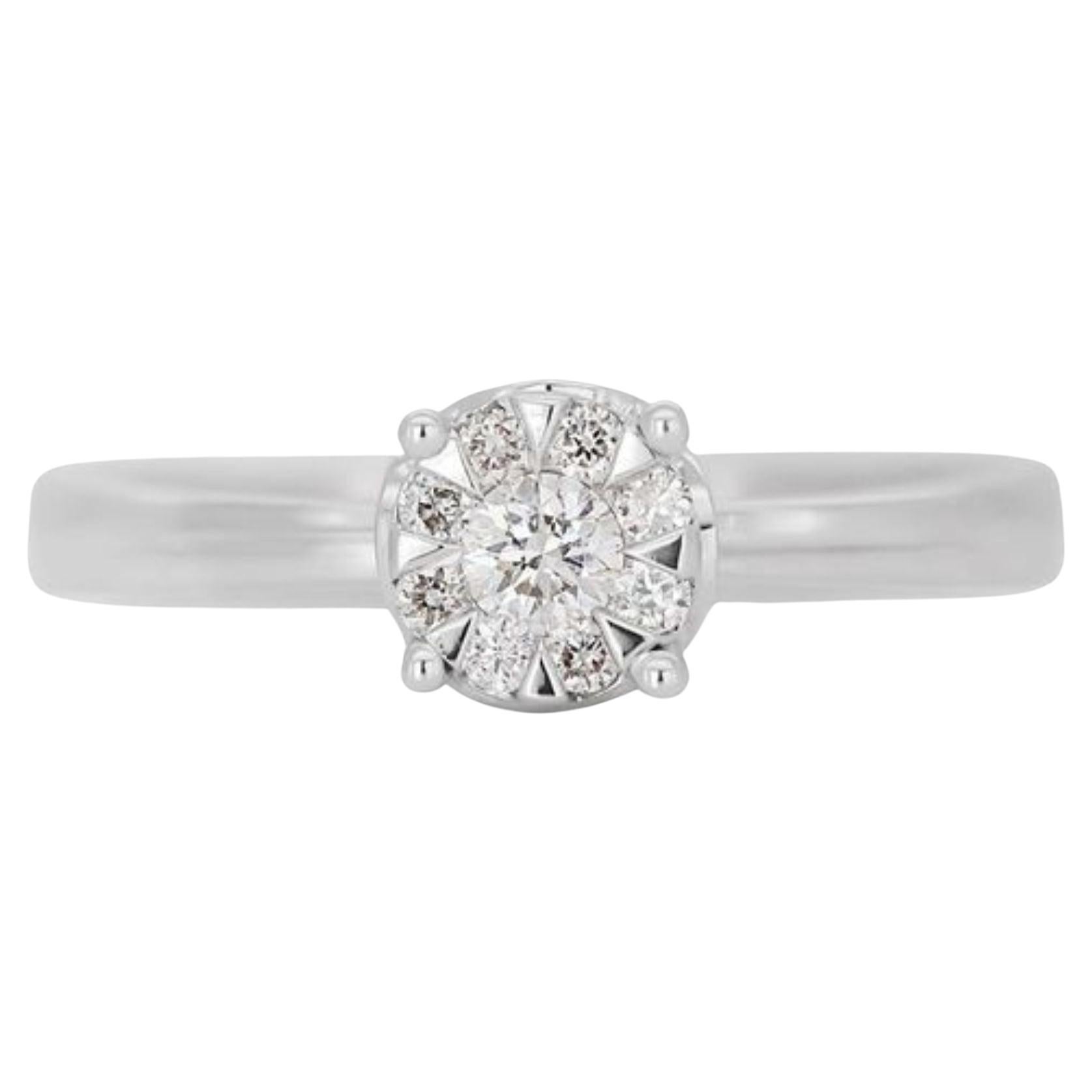 Stunning Halo Ring in 9k White Gold For Sale