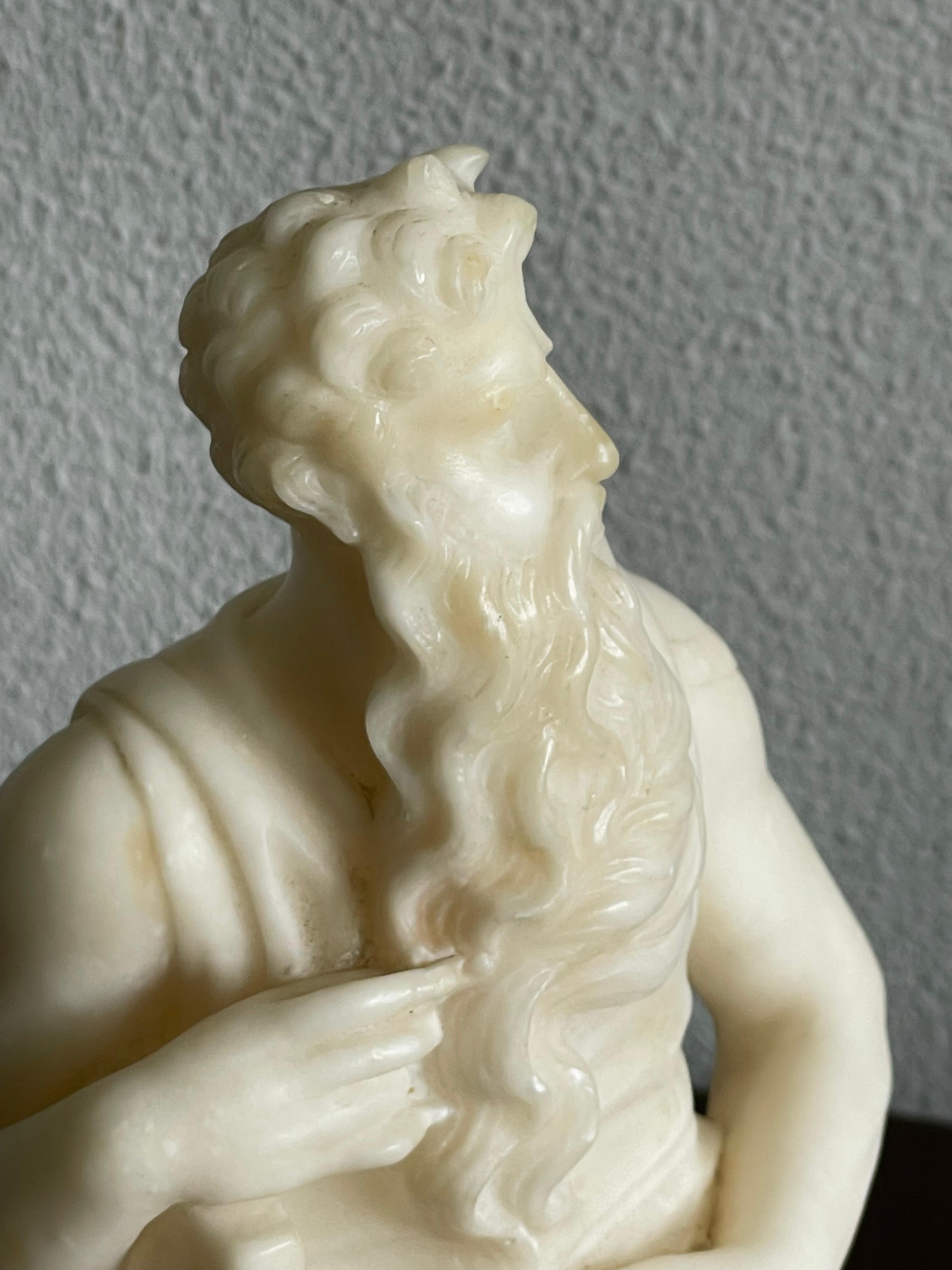 Stunning Hand Carved Alabaster Sculpture of Moses Grand Tour Italian Antique For Sale 3
