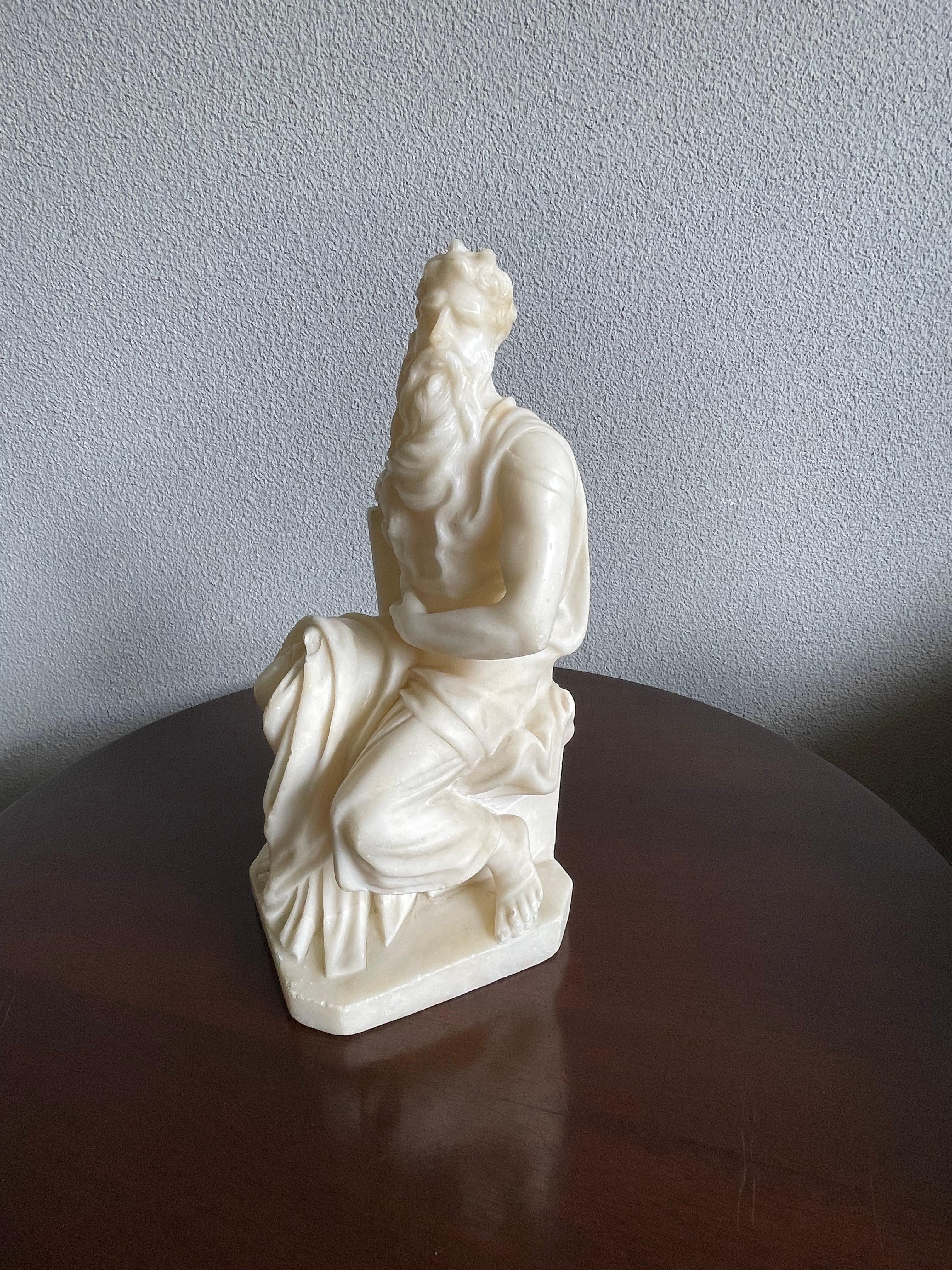 Stunning Hand Carved Alabaster Sculpture of Moses Grand Tour Italian Antique For Sale 5