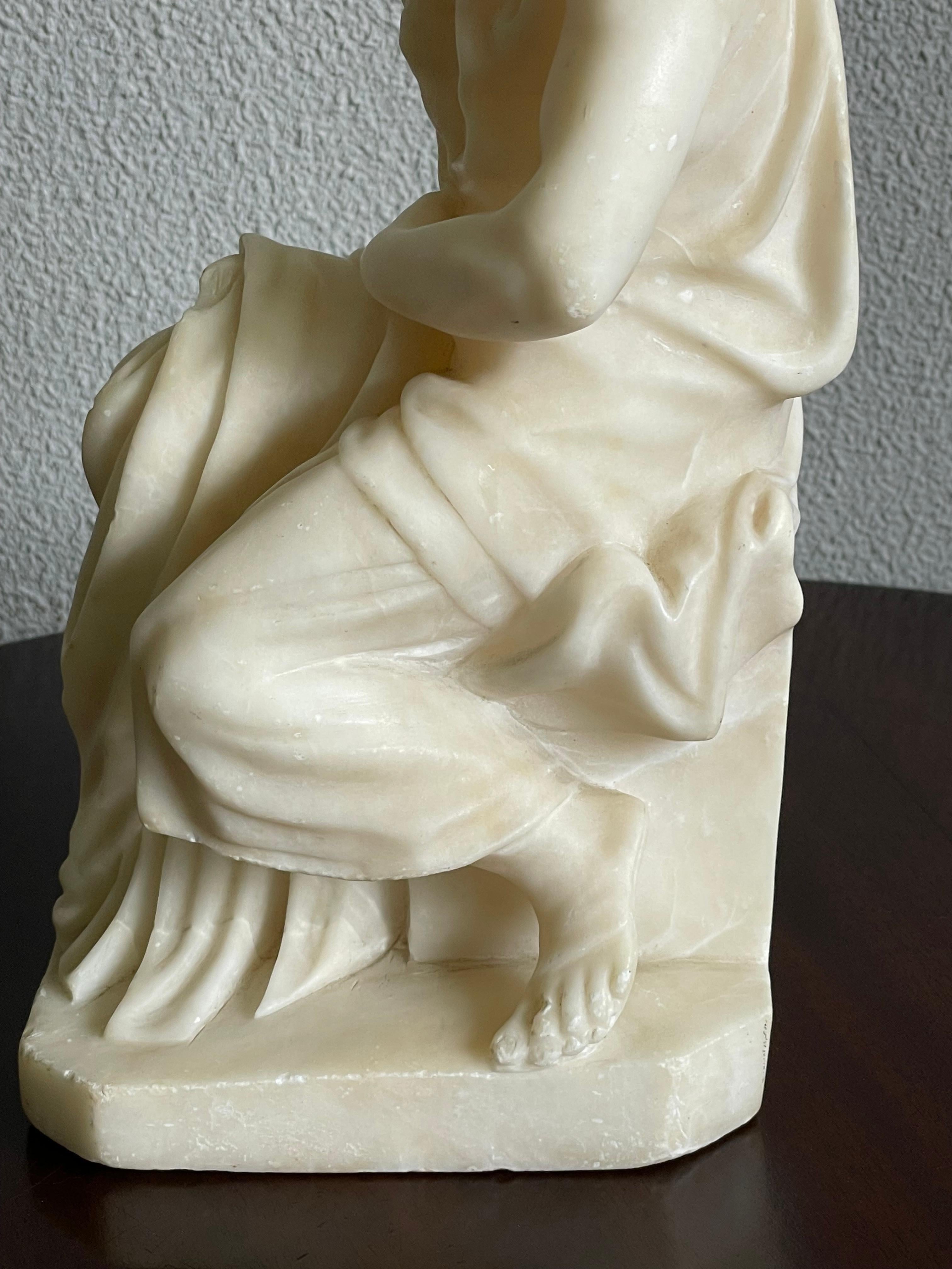 Stunning Hand Carved Alabaster Sculpture of Moses Grand Tour Italian Antique For Sale 7