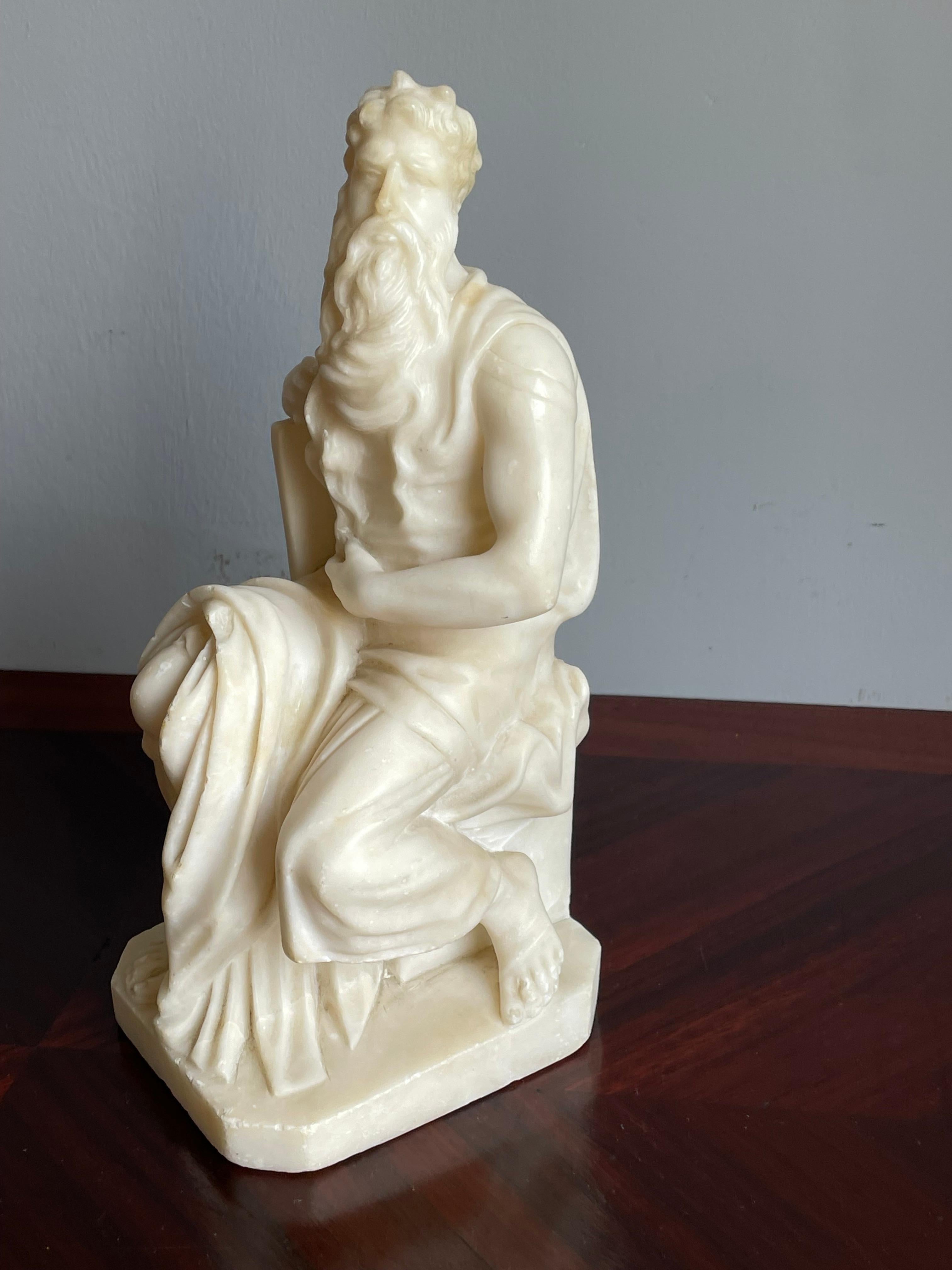 Stunning Hand Carved Alabaster Sculpture of Moses Grand Tour Italian Antique For Sale 8