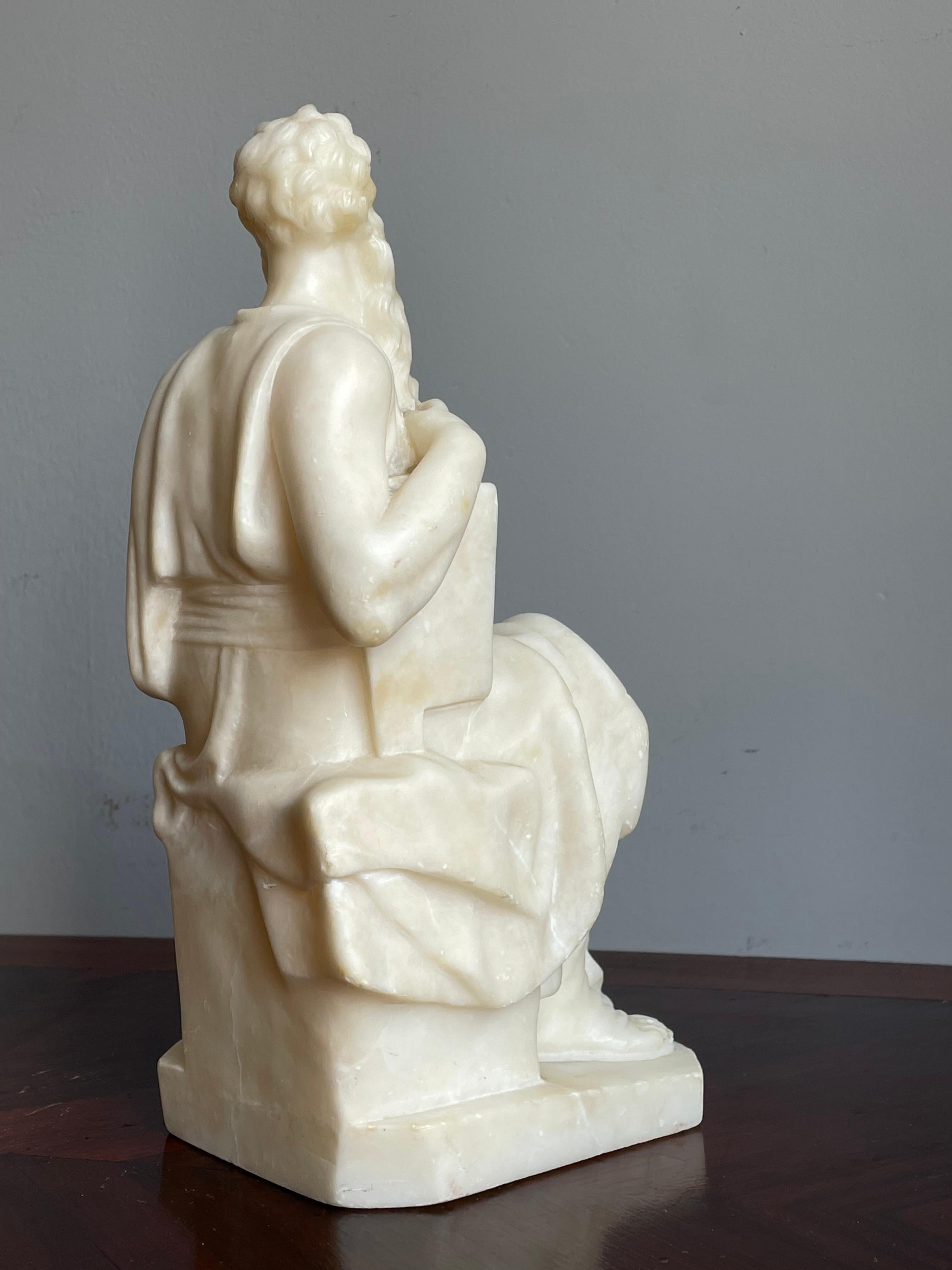 Stunning Hand Carved Alabaster Sculpture of Moses Grand Tour Italian Antique For Sale 11