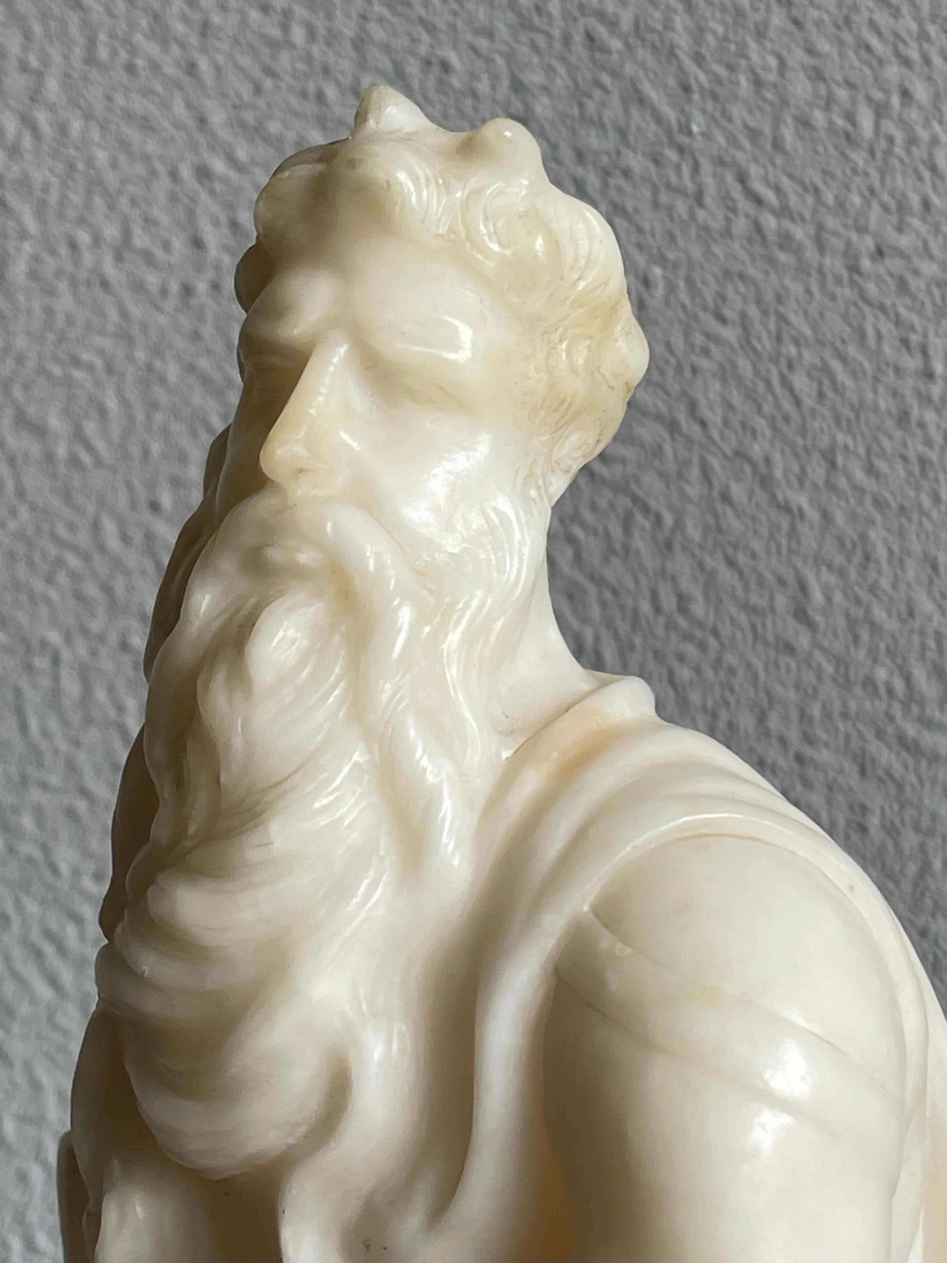 Atemberaubende handgeschnitzte Alabaster-Skulptur der Moses Grand Tour, italienische antike (Neorenaissance) im Angebot