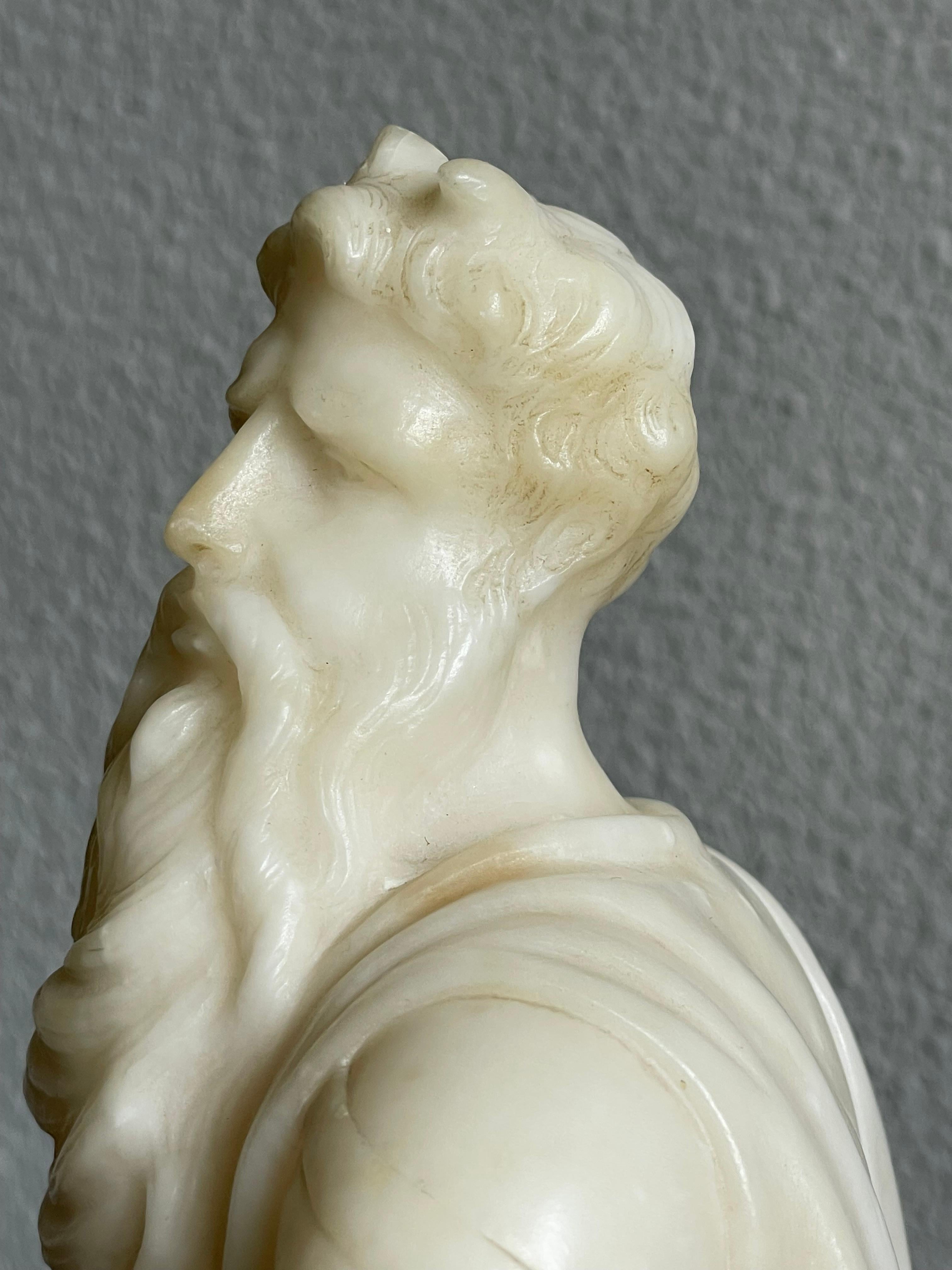 Renaissance Revival Stunning Hand Carved Alabaster Sculpture of Moses Grand Tour Italian Antique For Sale
