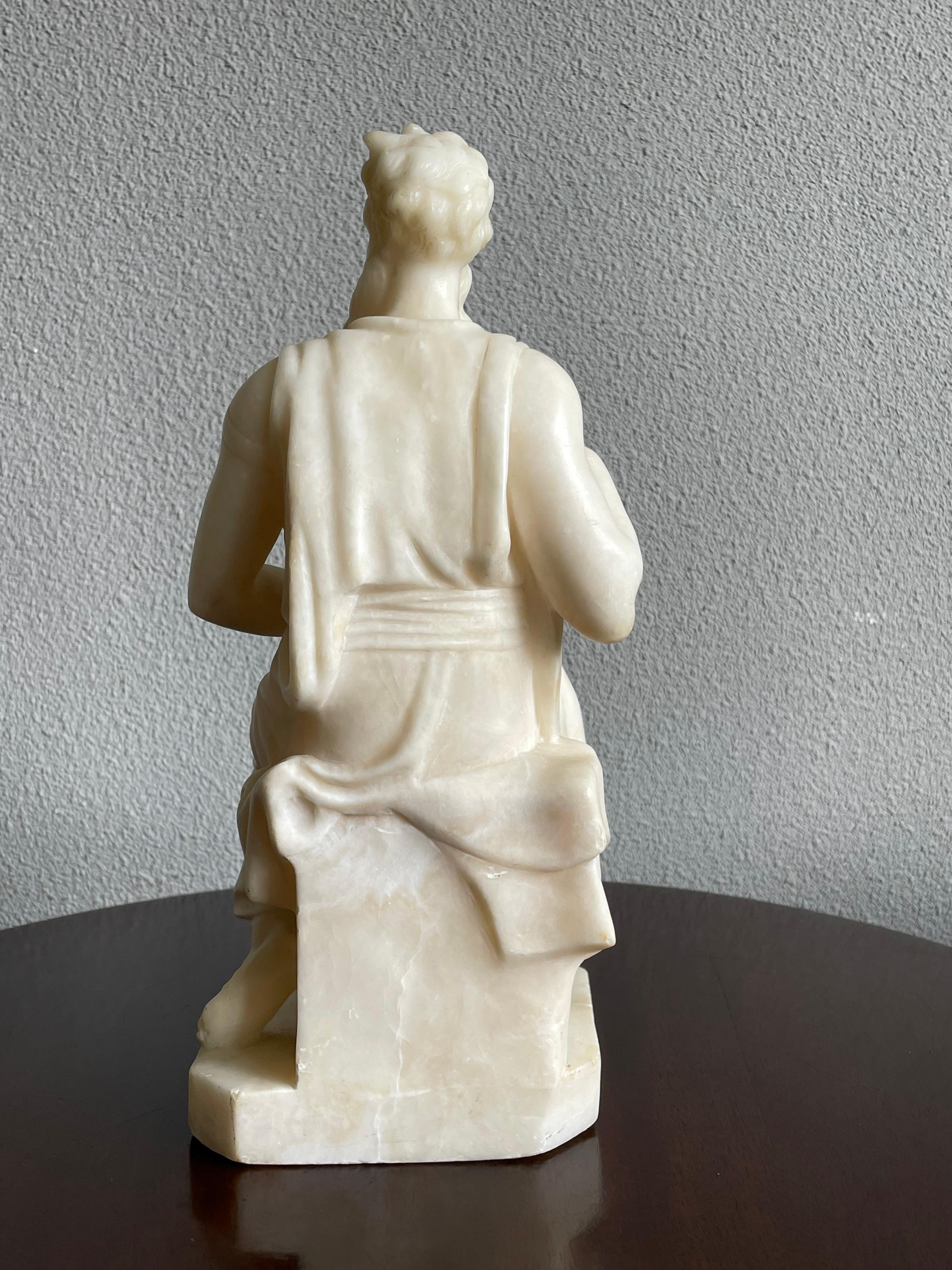 19th Century Stunning Hand Carved Alabaster Sculpture of Moses Grand Tour Italian Antique For Sale