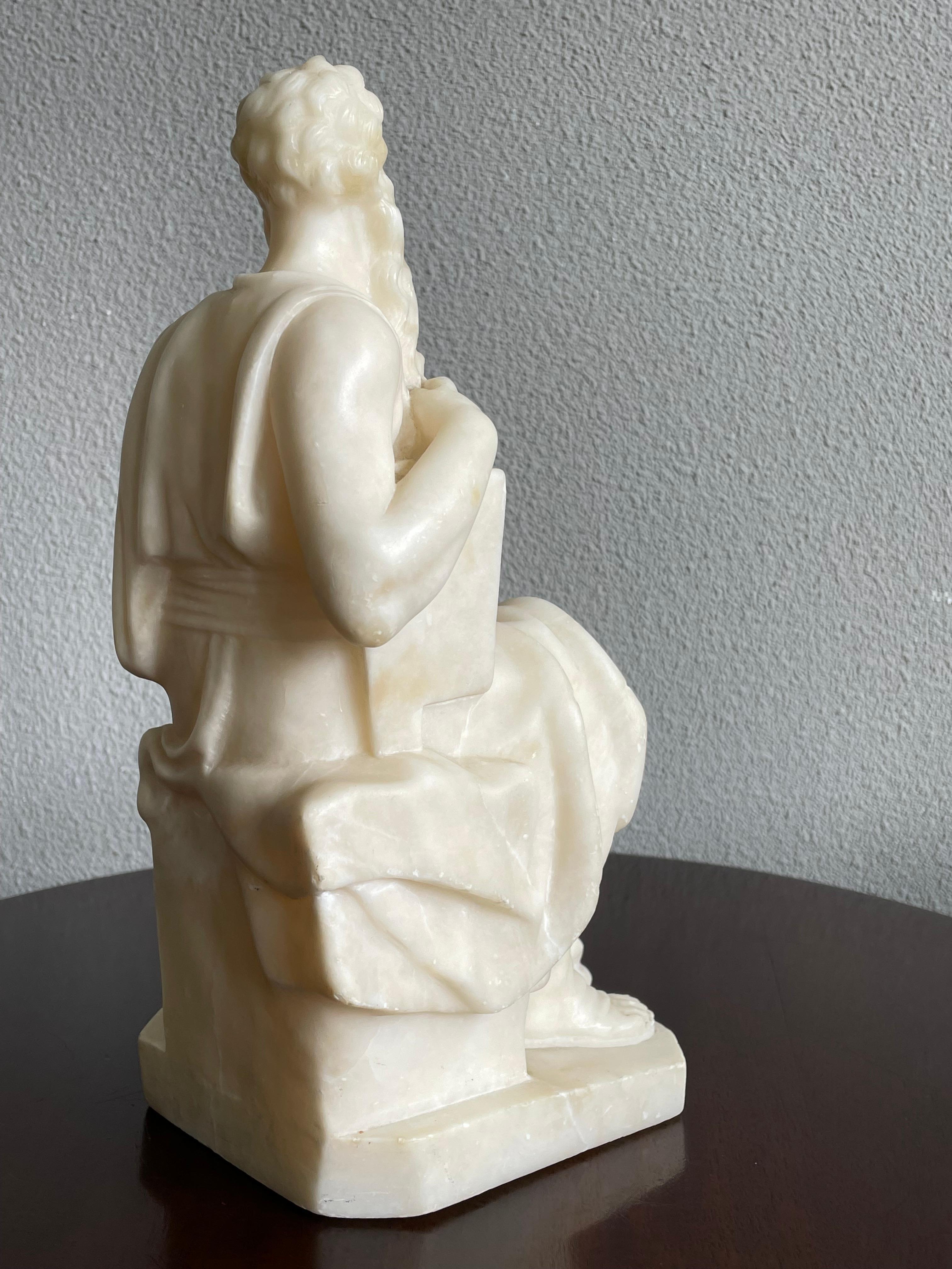 Stunning Hand Carved Alabaster Sculpture of Moses Grand Tour Italian Antique For Sale 1