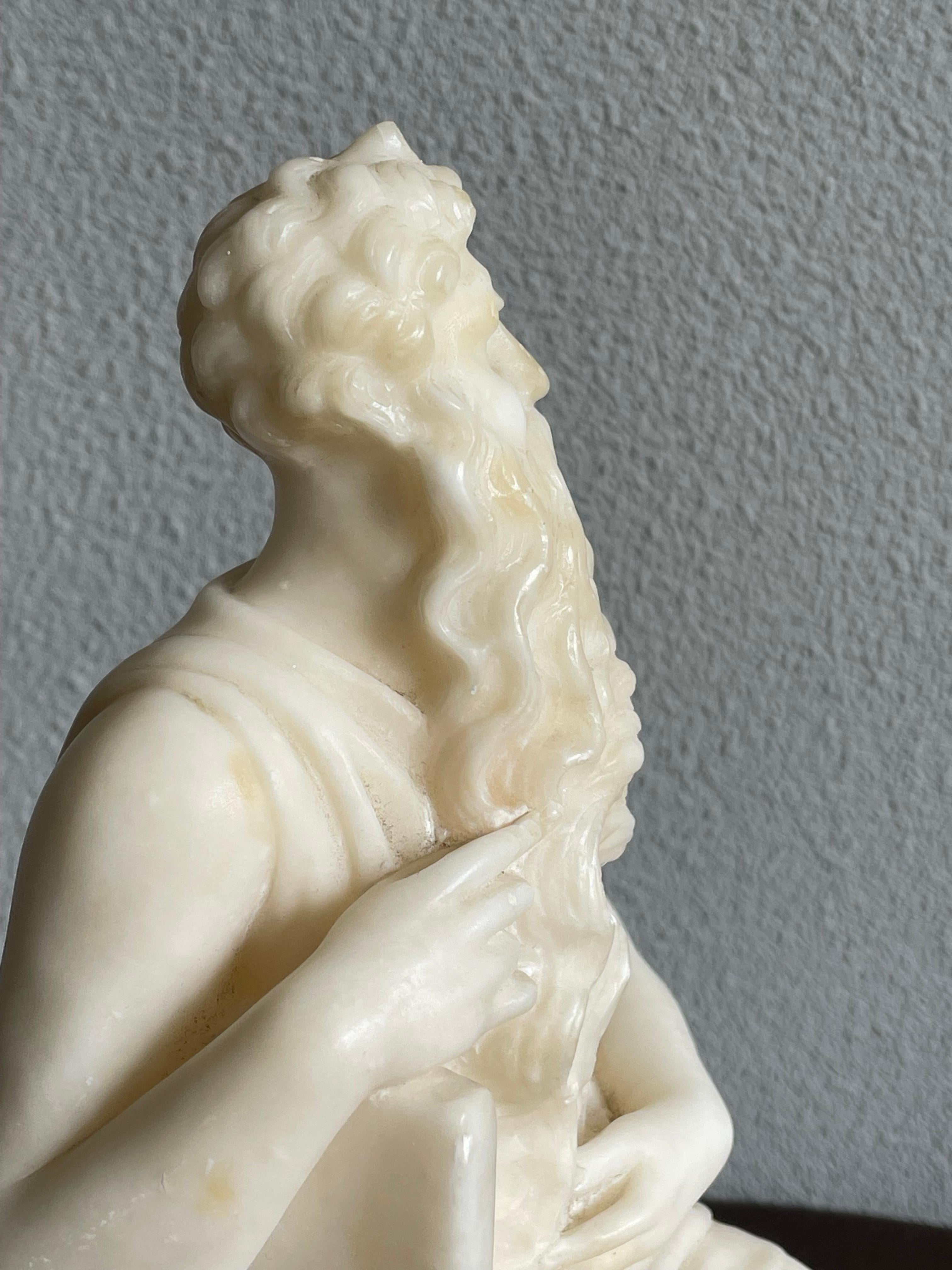 Stunning Hand Carved Alabaster Sculpture of Moses Grand Tour Italian Antique For Sale 2