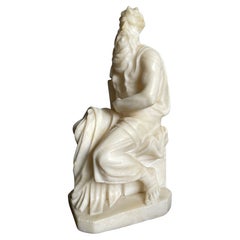 Stunning Hand Carved Alabaster Sculpture of Moses Grand Tour Italian Antique