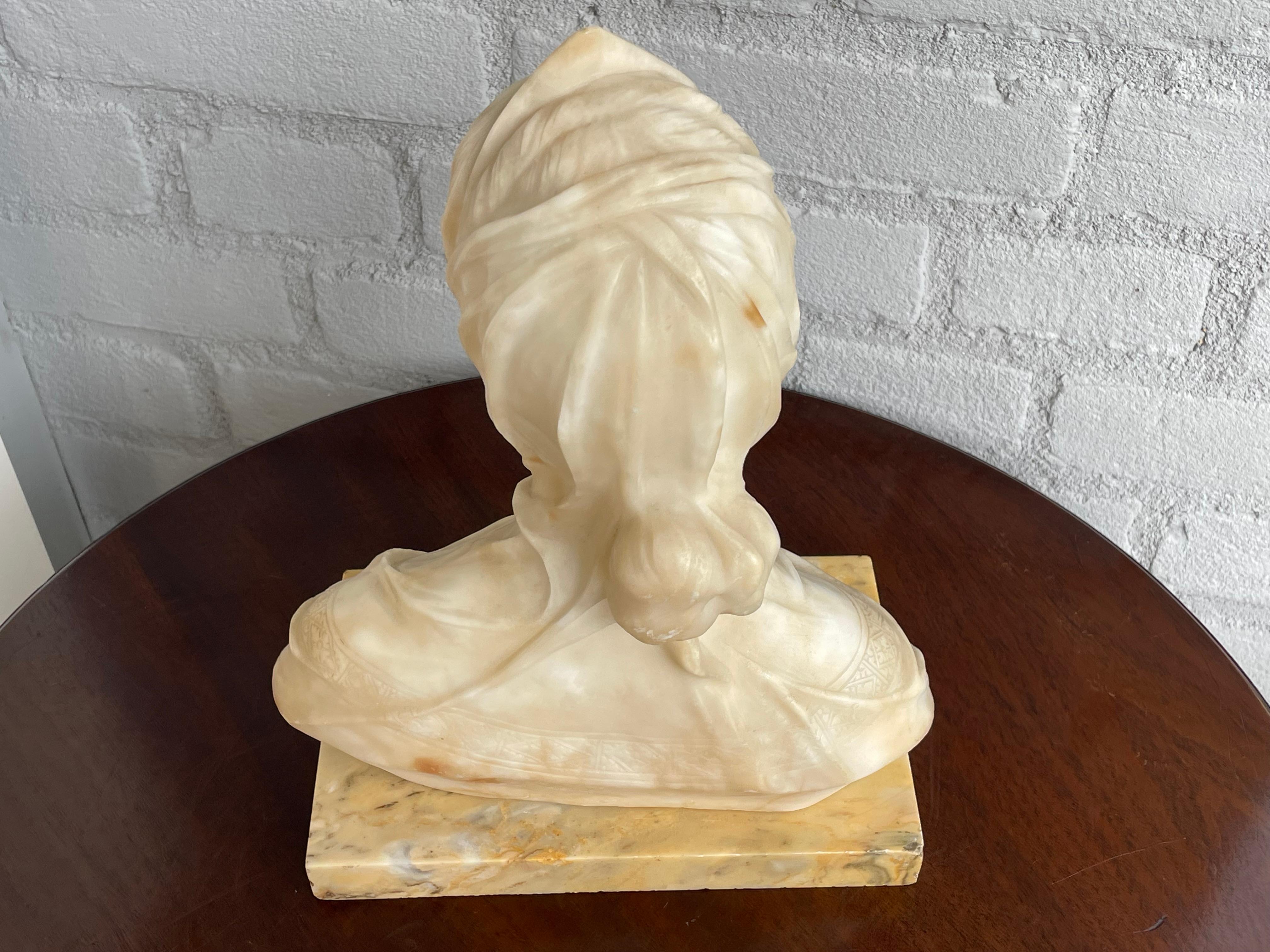 Stunning & Hand Carved Antique Alabaster Sculpture of a Serene Lady by A. Frilli 8