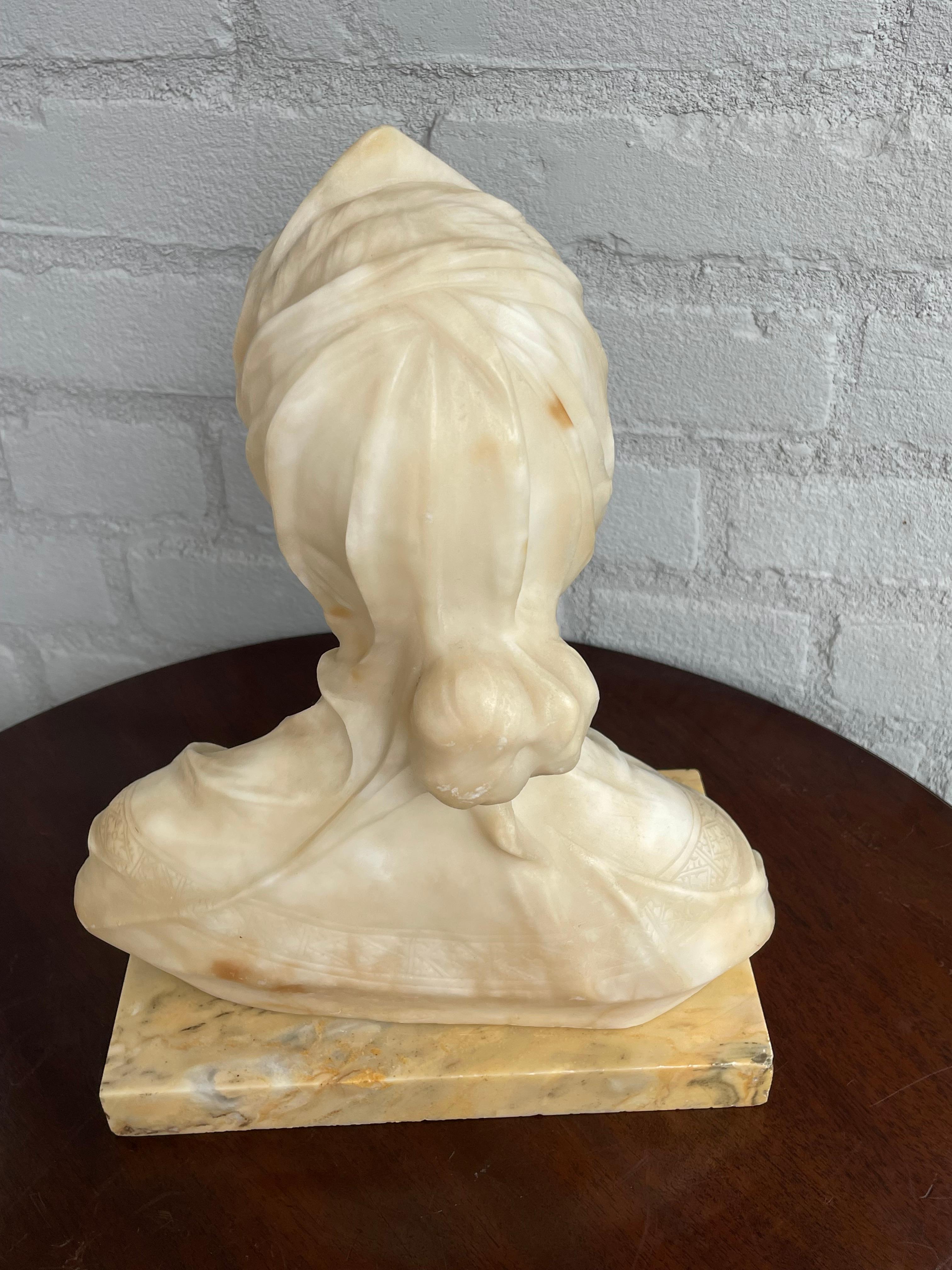 Stunning & Hand Carved Antique Alabaster Sculpture of a Serene Lady by A. Frilli 2