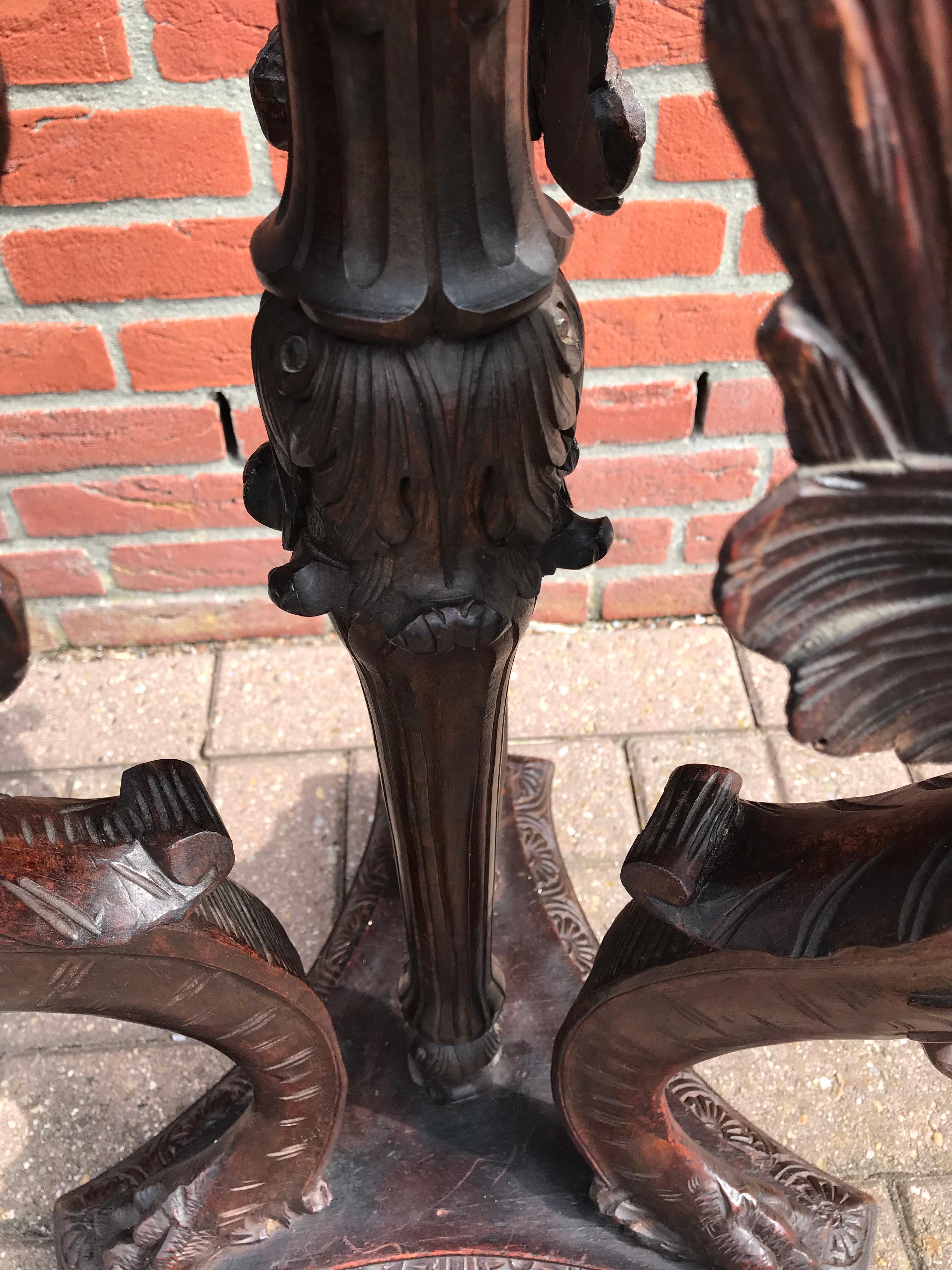 Impressive and all Hand-Carved Griffin Sculptures in a Gothic Style Floor Lamp For Sale 9