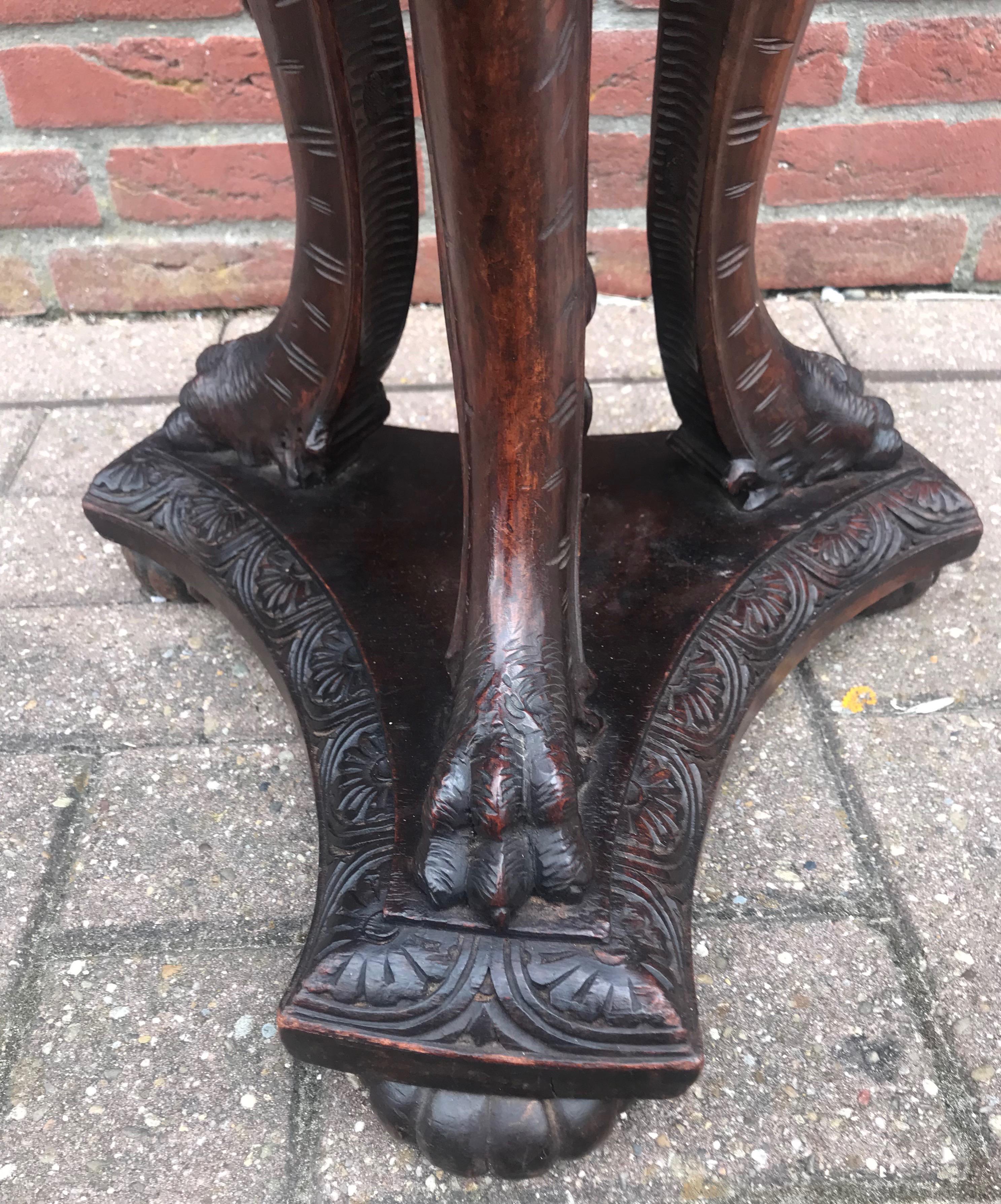 French Impressive and all Hand-Carved Griffin Sculptures in a Gothic Style Floor Lamp