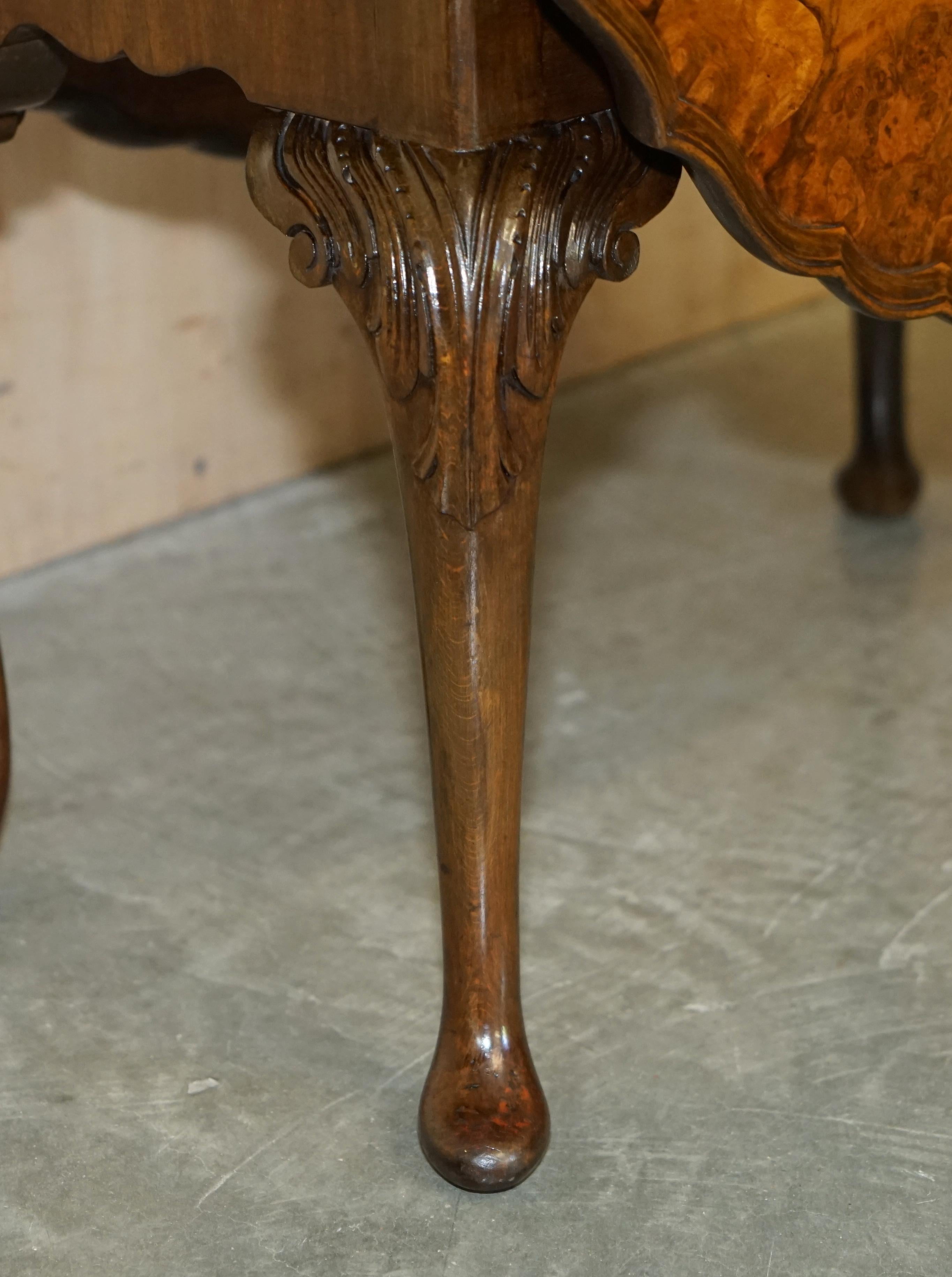 Hand-Crafted Stunning Hand Carved Burr Walnut Extending Coffee Cocktail Table Cabriole Legs