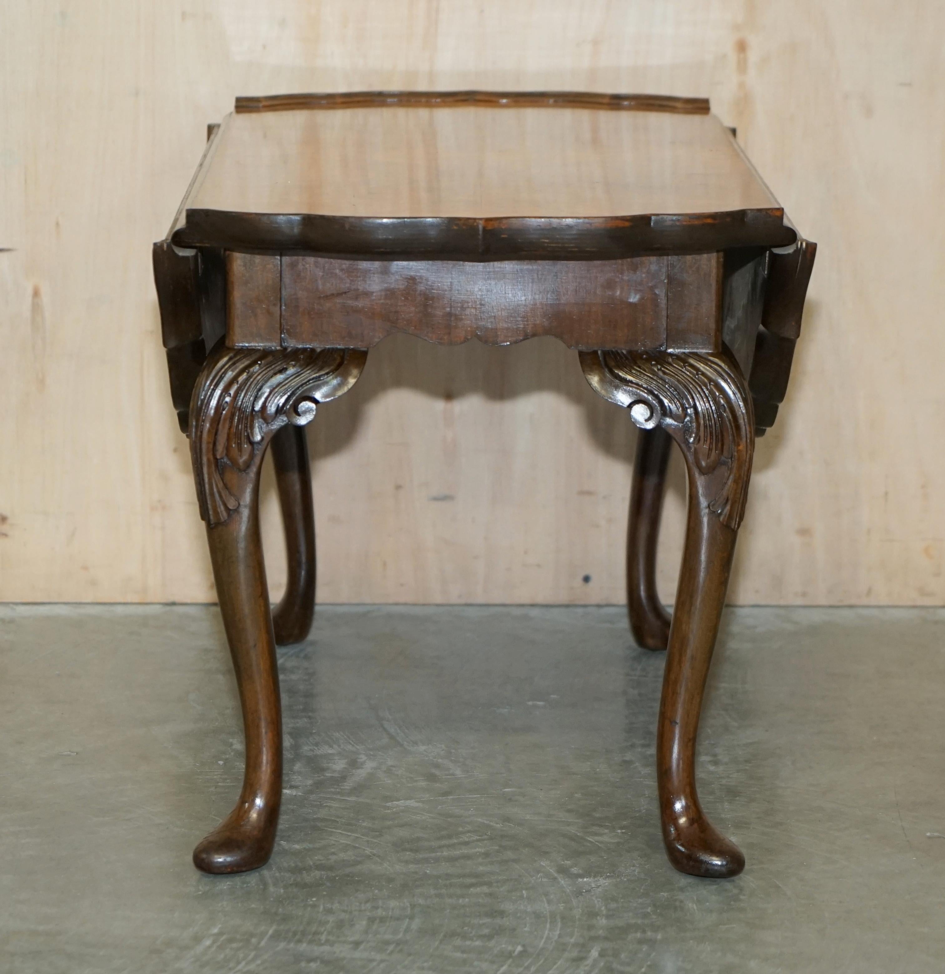 Stunning Hand Carved Burr Walnut Extending Coffee Cocktail Table Cabriole Legs 3