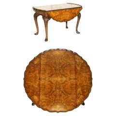 Stunning Hand Carved Burr Walnut Extending Coffee Cocktail Table Cabriole Legs