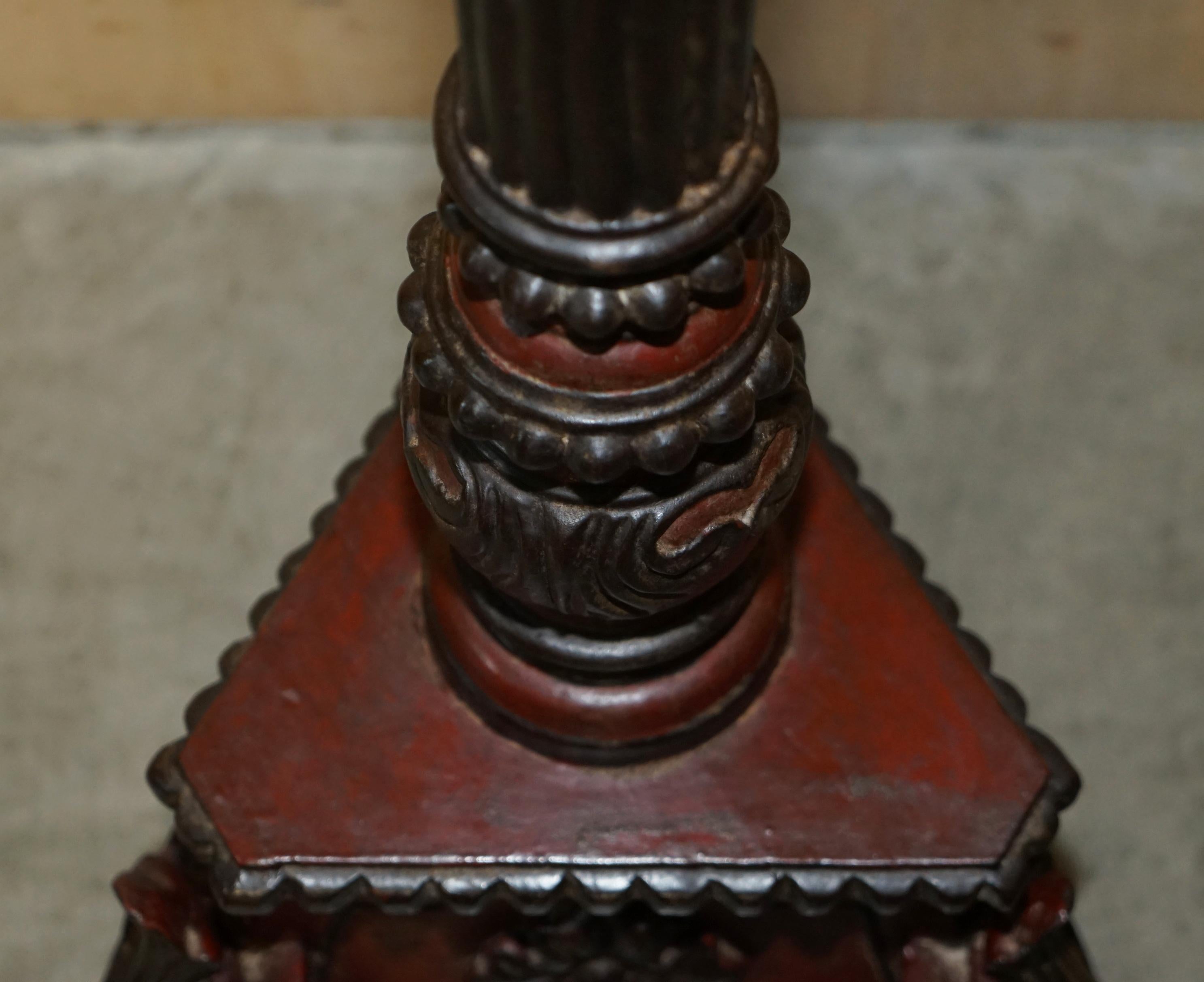 Stunning Hand Carved circa 1800 Large Floor Standing Extra Large Candle Holder For Sale 3
