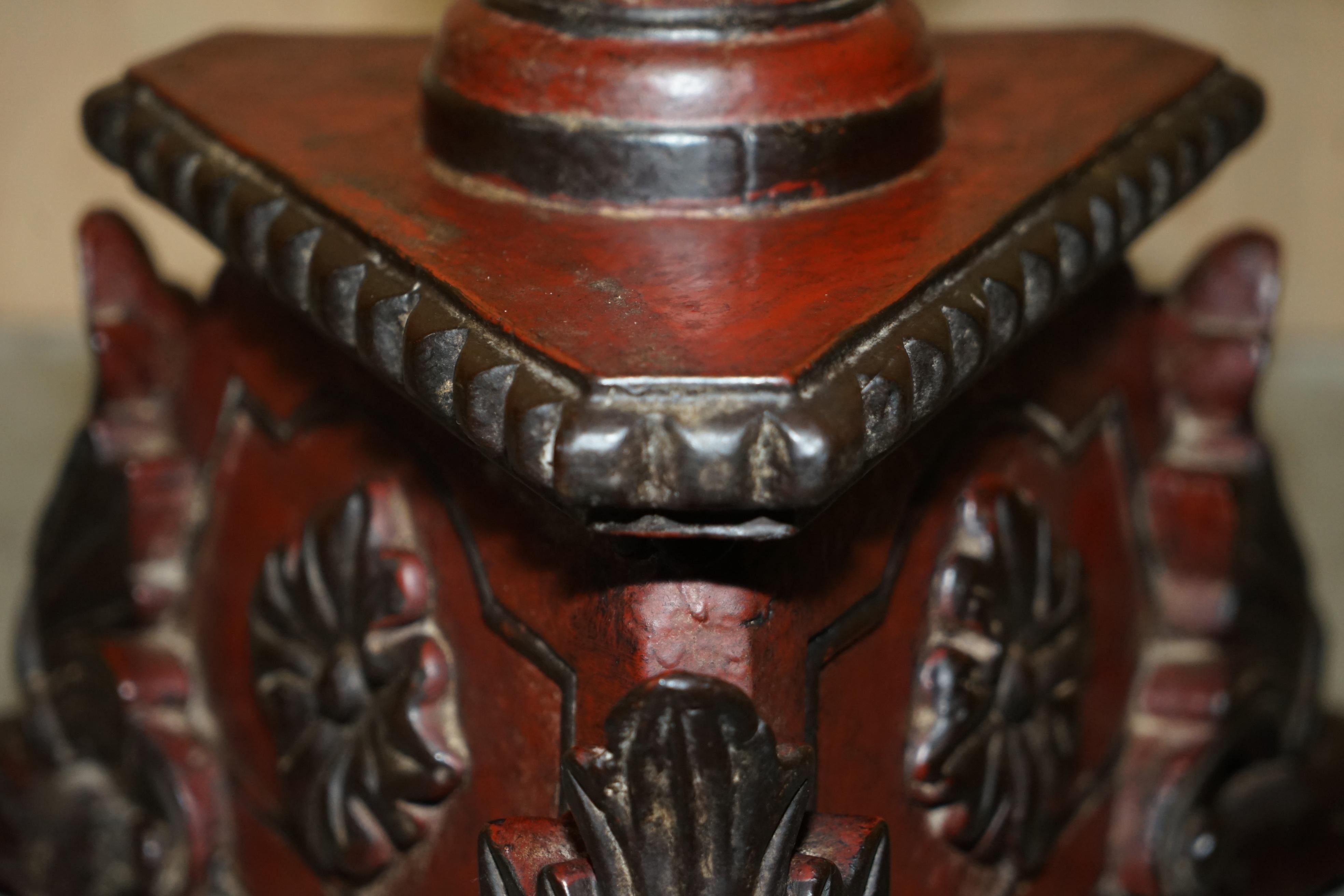 Stunning Hand Carved circa 1800 Large Floor Standing Extra Large Candle Holder For Sale 5