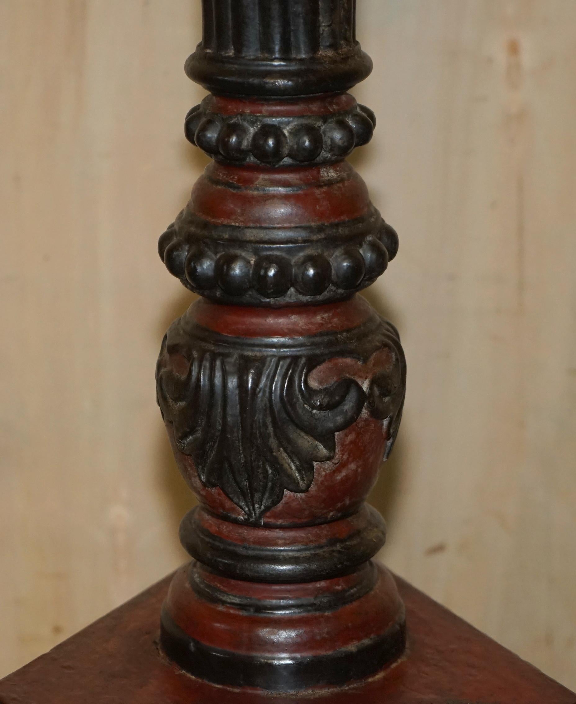 European Stunning Hand Carved circa 1800 Large Floor Standing Extra Large Candle Holder For Sale