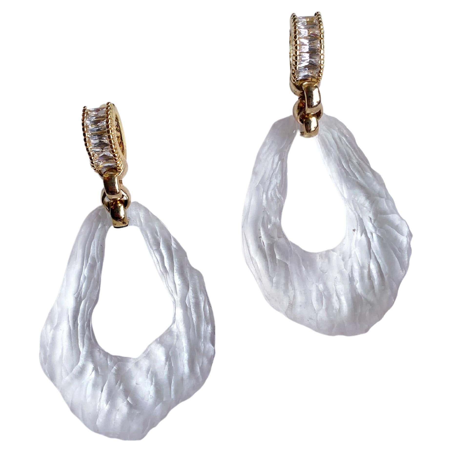 Stunning hand carved Swarovski crystal earrings. For Sale