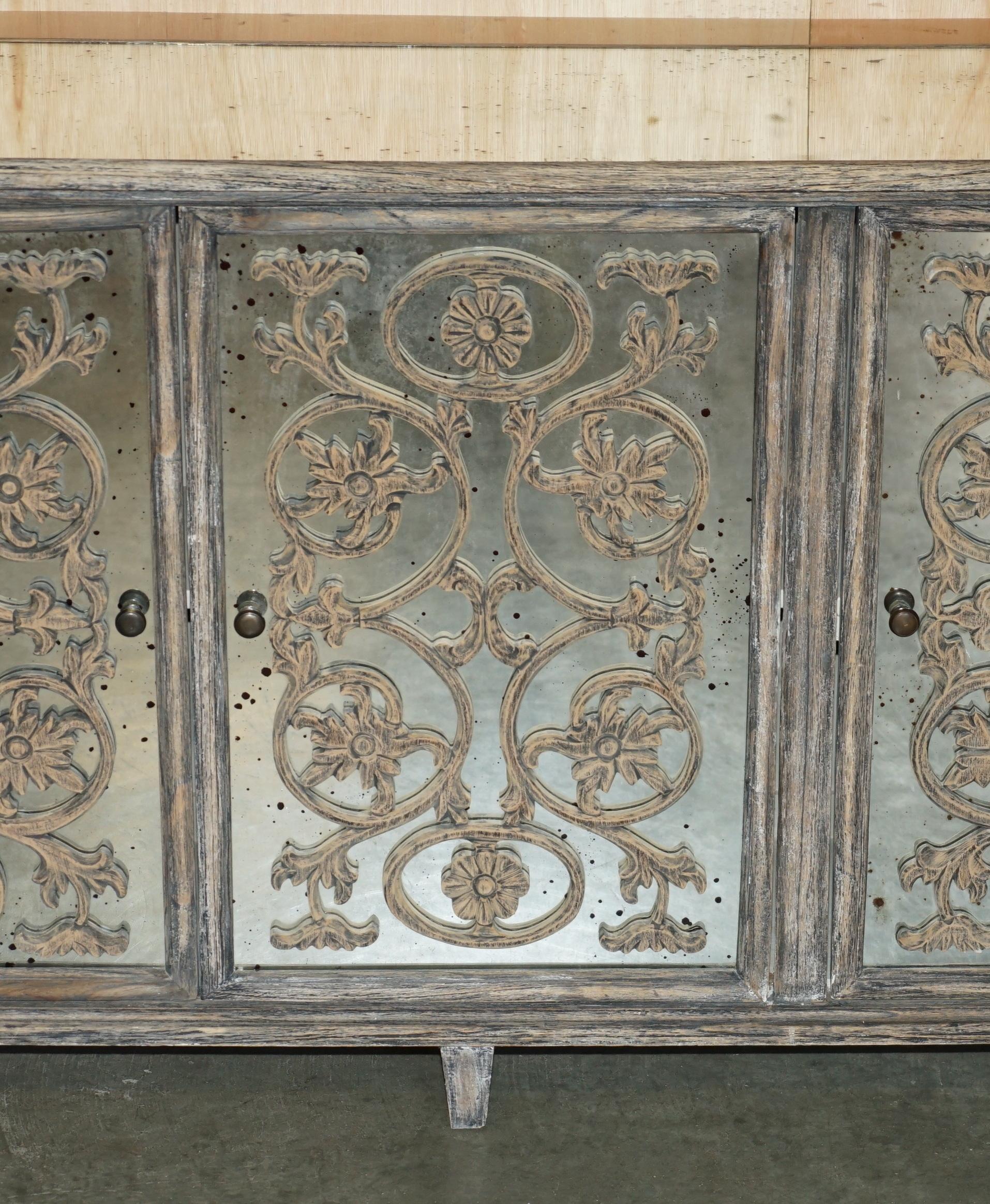 Hand-Crafted STUNNING HAND CARVED VENETIAN MIRRORED SiDEBOARD CUPBOARD CONSOLE TABLE For Sale