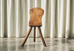 Stunning Hand Carved Wabi Sabi Tripod Side Chair 19th Century
