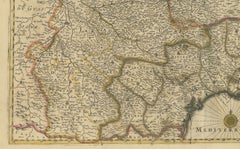 Stunning Hand-Colored Map of Languedoc in France by Frederik De Wit c. 1688