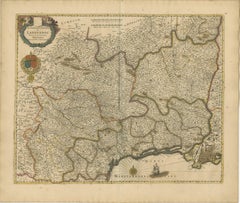 Stunning Hand-Colored Map of Languedoc in France by Frederik De Wit c. 1688
