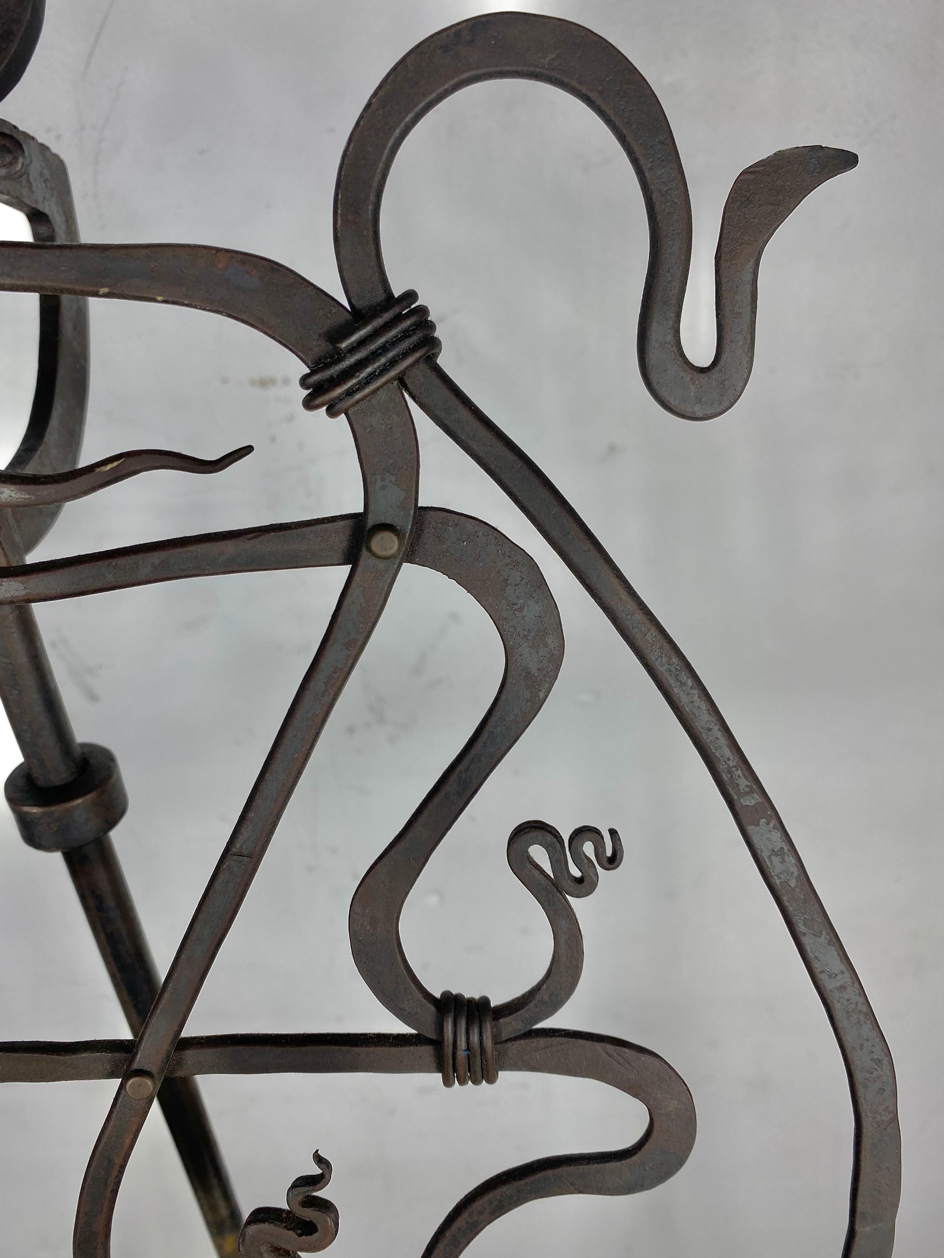 Stunning Hand Crafted Forged Iron Music Stand, Art Nouveau/Arts and Crafts Style For Sale 3