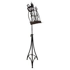 Stunning Hand Crafted Forged Iron Music Stand, Art Nouveau/Arts and Crafts Style