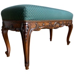 Vintage Stunning Handcrafted Hall Bench or Stool with Perfect Green Color Upholstery