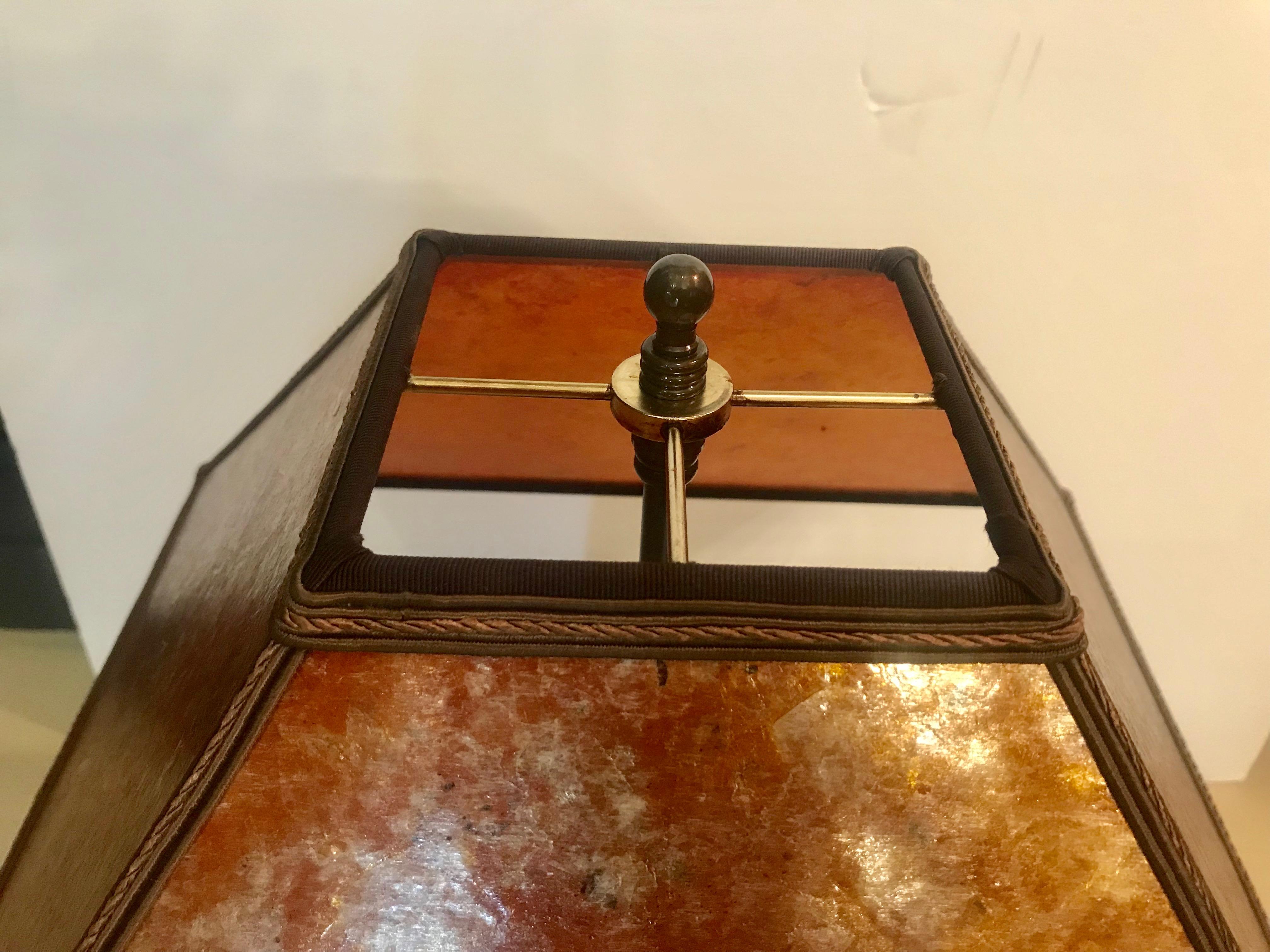 Stunning Handcrafted Onyx Glaze Lamp with Amber Mica Shade For Sale 6