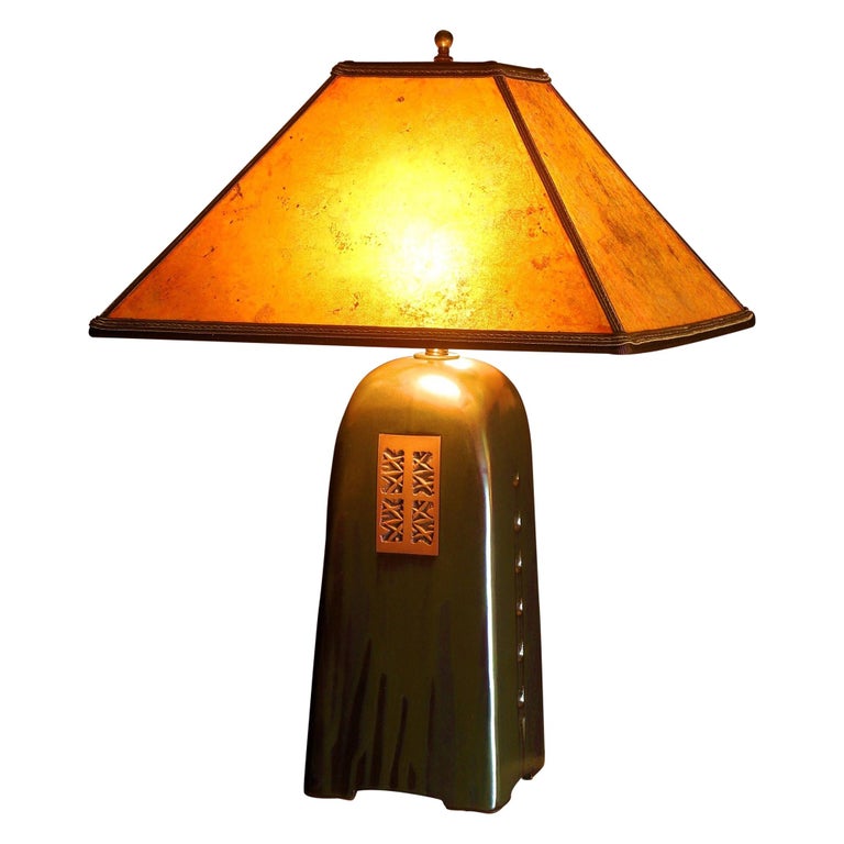 Stunning Handcrafted Onyx Glaze Lamp, Amber Mica Table Lamps