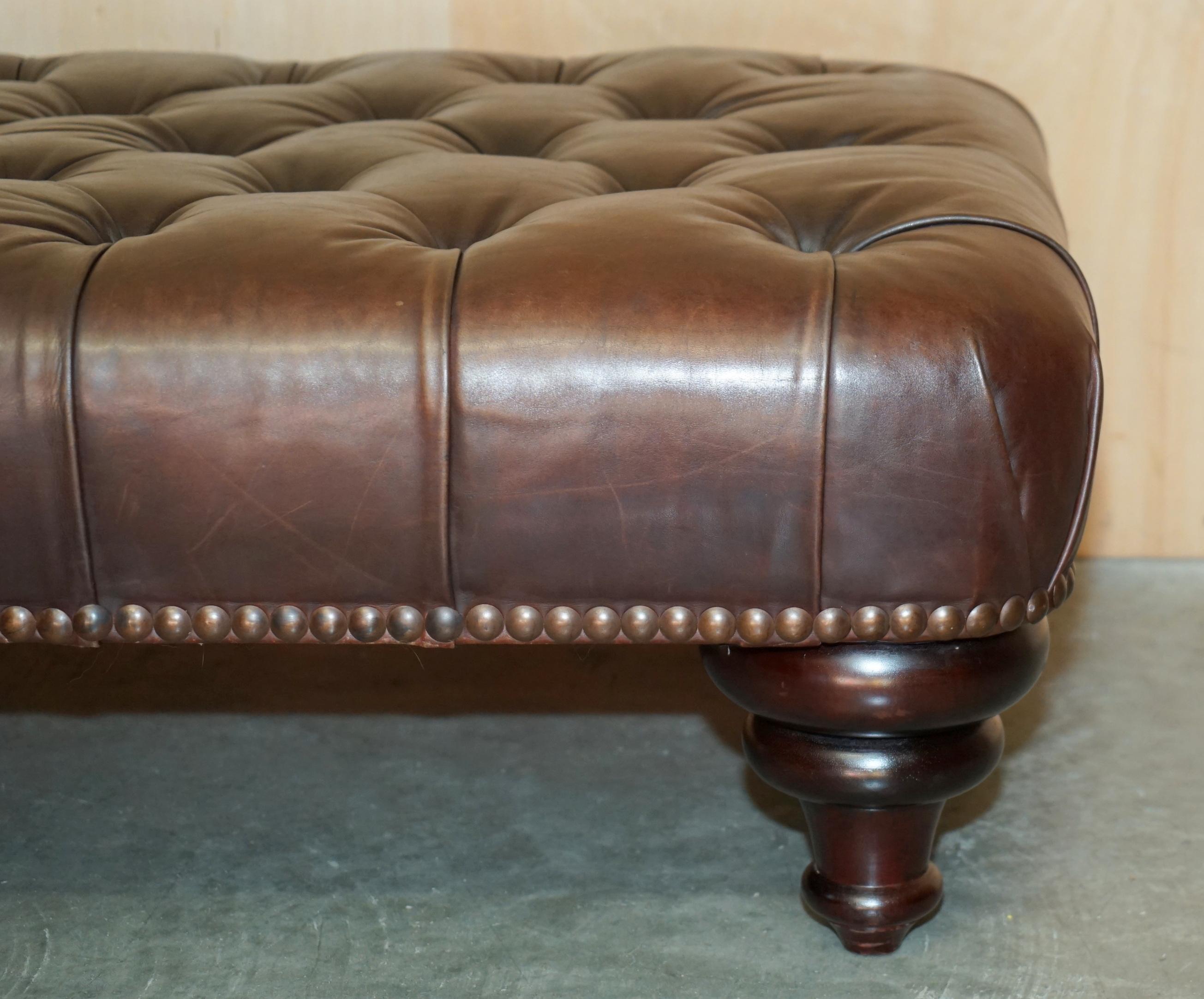 STUNNiNG HAND DYED BROWN LEATHER GEORGE SMITH CHESTERFIELD TUFTED FOOTSTOOL 4