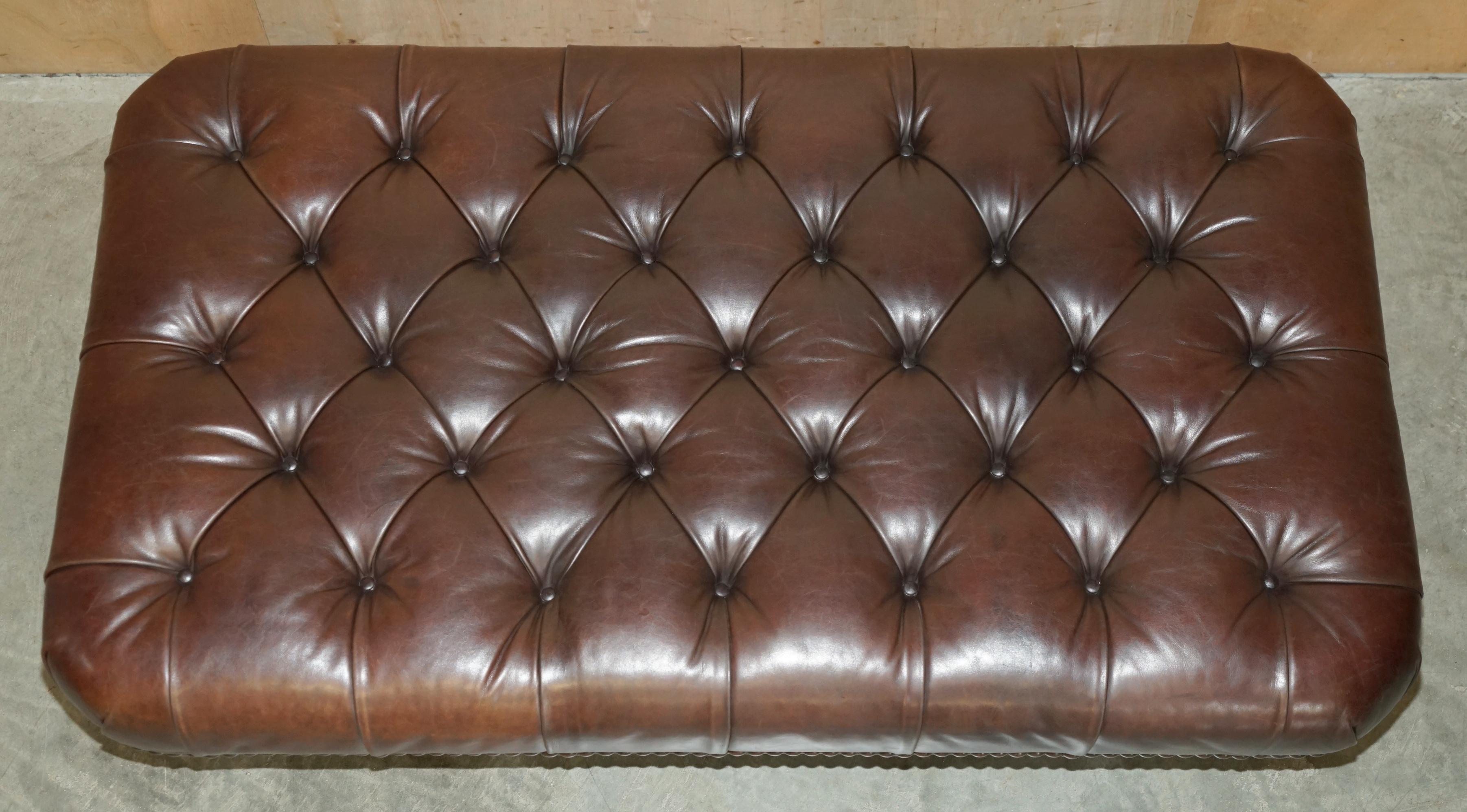 STUNNiNG HAND DYED BROWN LEATHER GEORGE SMITH CHESTERFIELD TUFTED FOOTSTOOL 5
