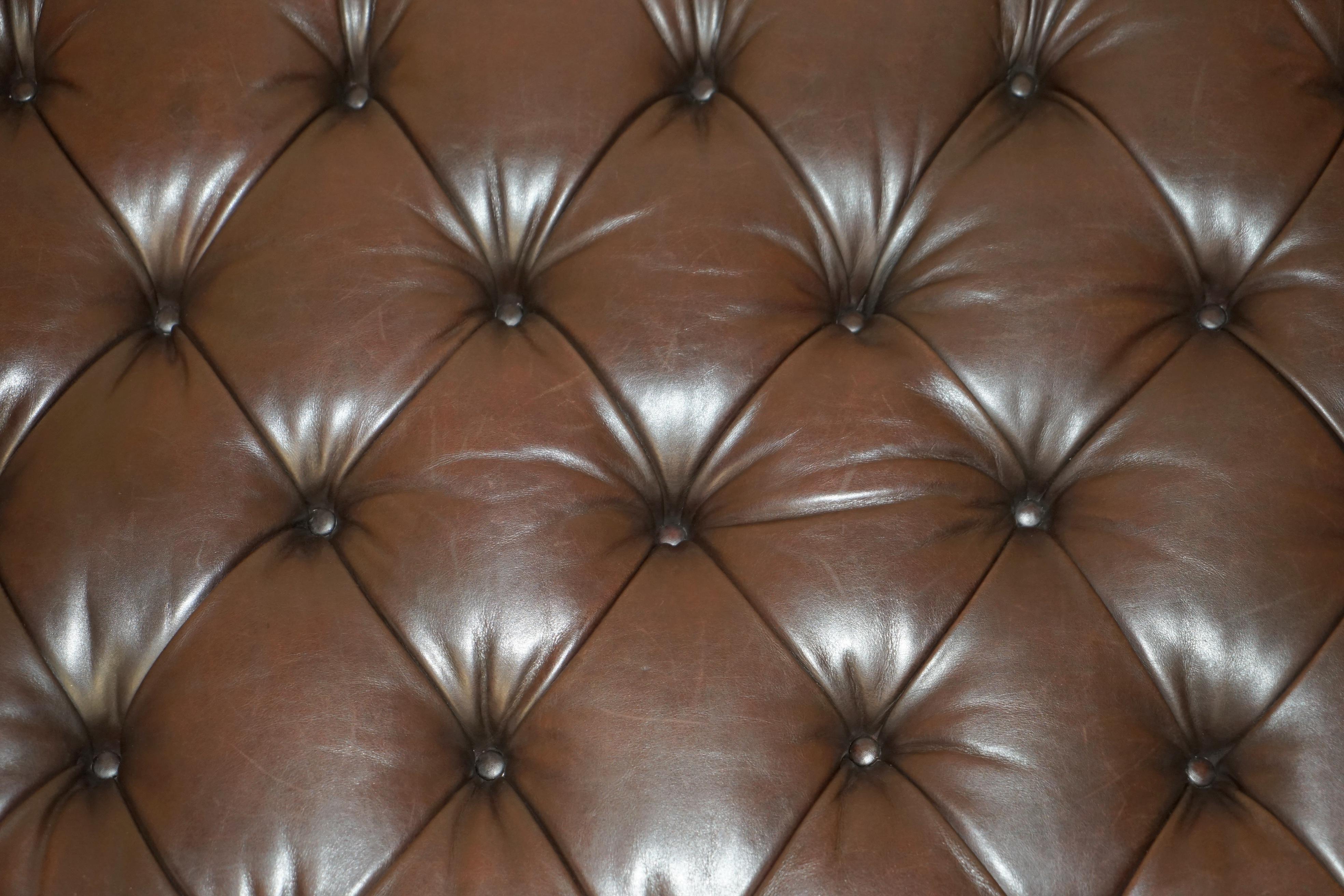 STUNNiNG HAND DYED BROWN LEATHER GEORGE SMITH CHESTERFIELD TUFTED FOOTSTOOL 6