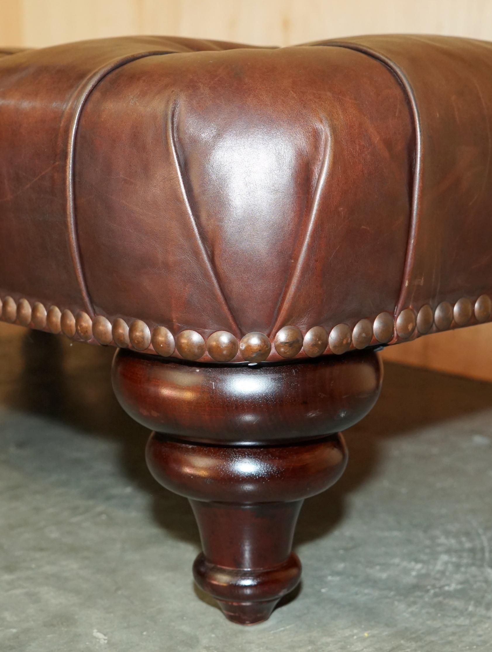 STUNNiNG HAND DYED BROWN LEATHER GEORGE SMITH CHESTERFIELD TUFTED FOOTSTOOL 6