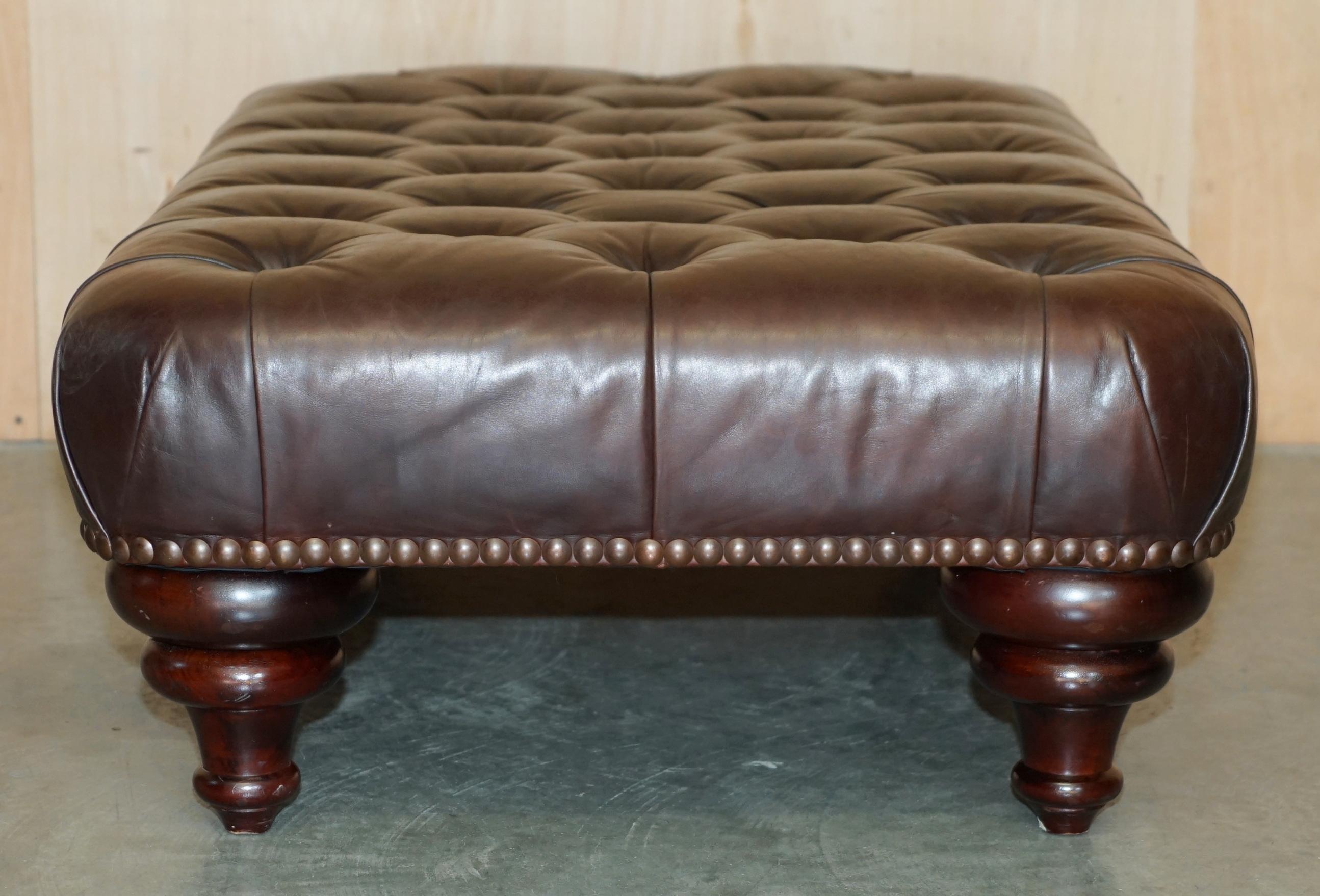 STUNNiNG HAND DYED BROWN LEATHER GEORGE SMITH CHESTERFIELD TUFTED FOOTSTOOL 8
