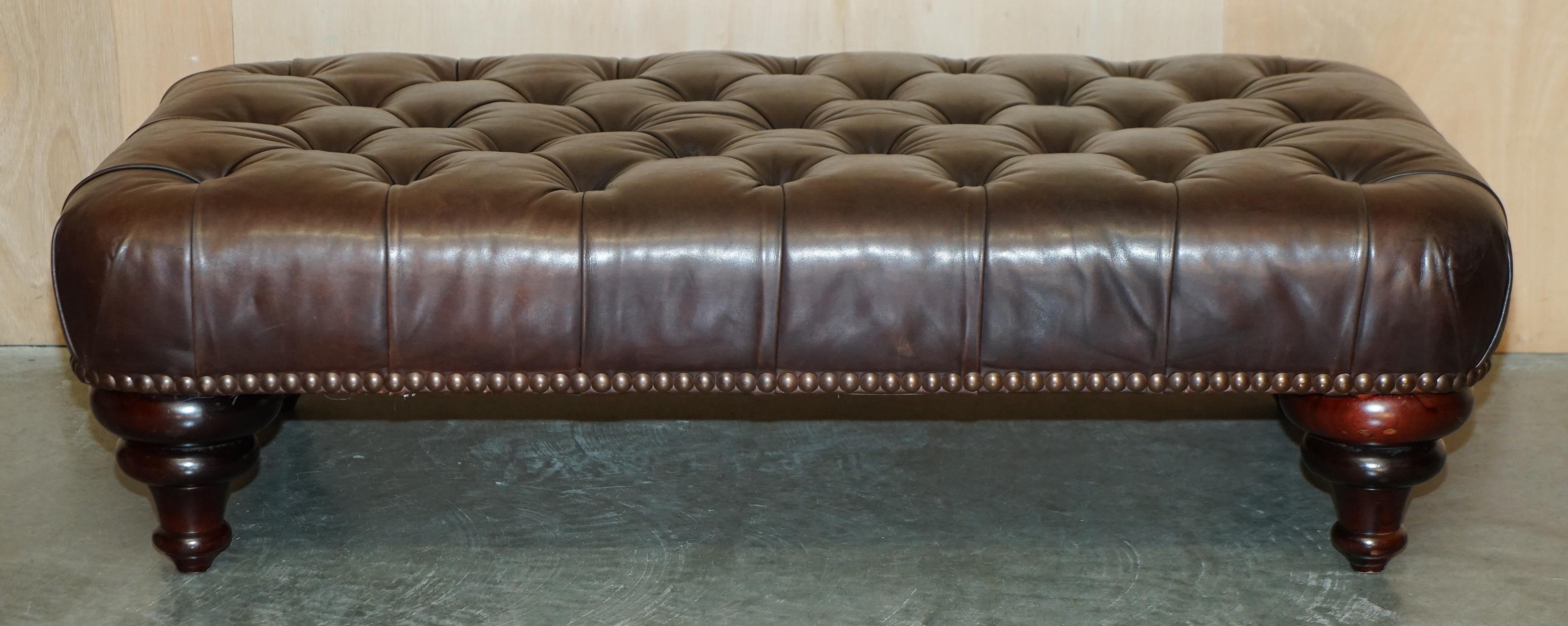STUNNiNG HAND DYED BROWN LEATHER GEORGE SMITH CHESTERFIELD TUFTED FOOTSTOOL 9