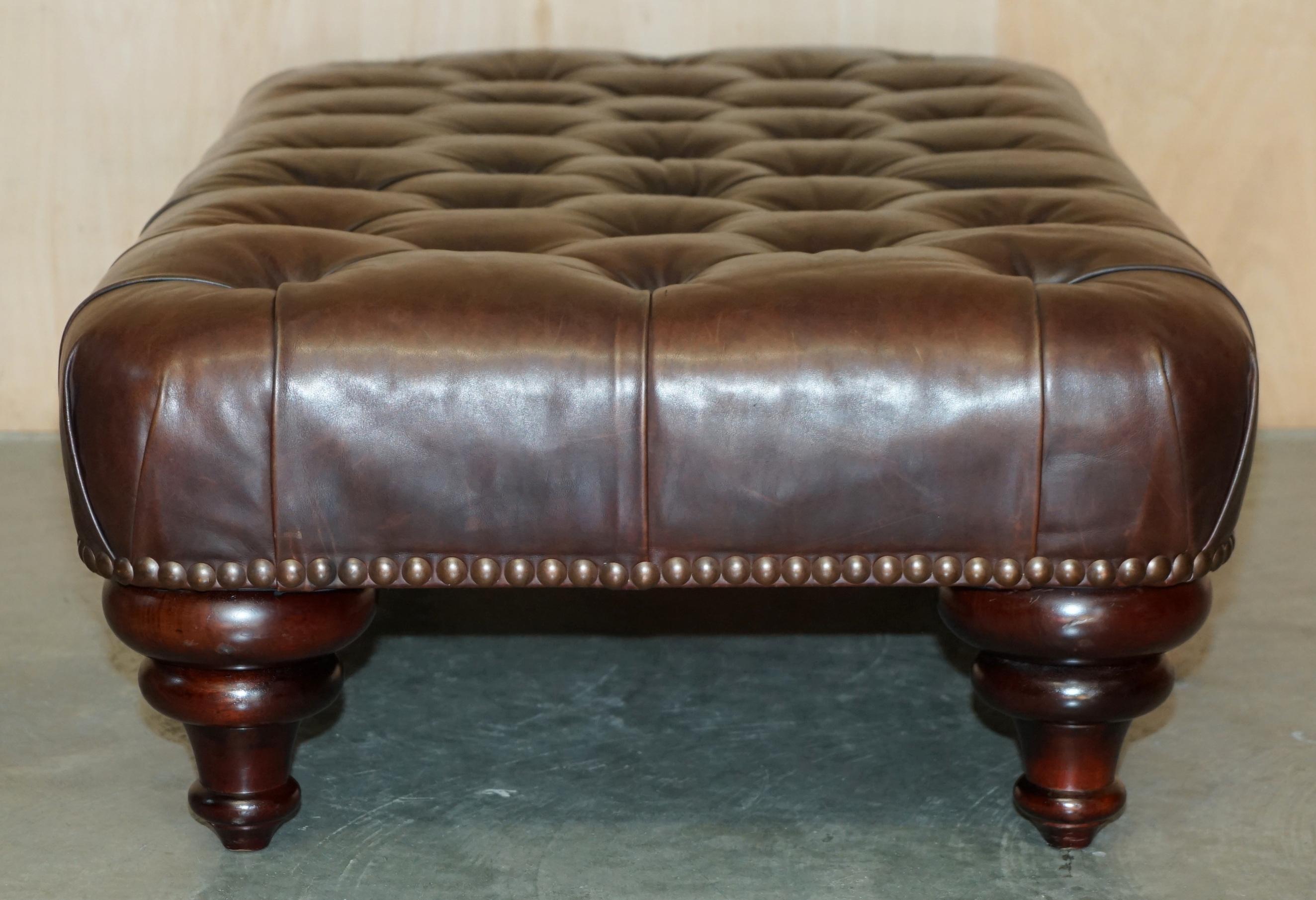 STUNNiNG HAND DYED BROWN LEATHER GEORGE SMITH CHESTERFIELD TUFTED FOOTSTOOL 10