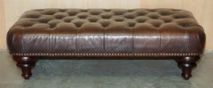 STUNNiNG HAND DYED BROWN LEATHER GEORGE SMITH CHESTERFIELD TUFTED FOOTSTOOL