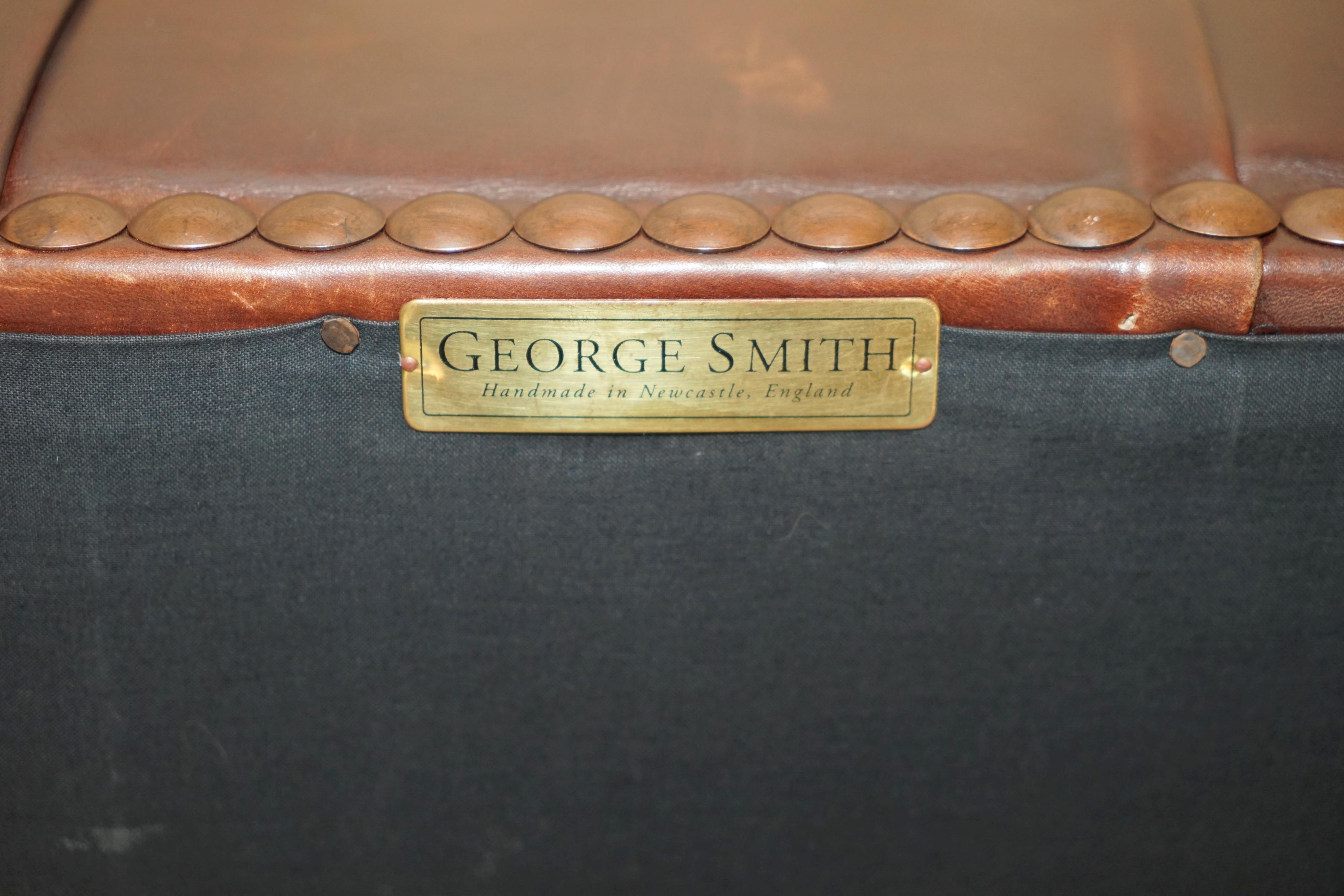 Chesterfield STUNNiNG HAND DYED BROWN LEATHER GEORGE SMITH CHESTERFIELD TUFTED FOOTSTOOL