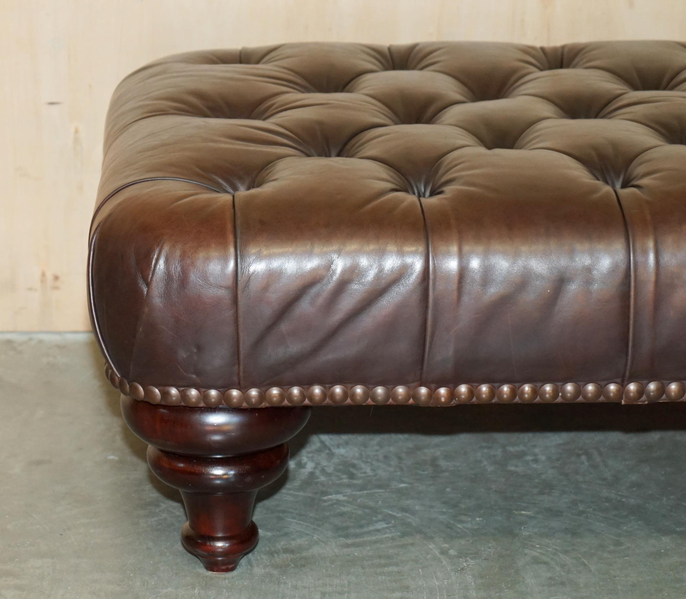 English STUNNiNG HAND DYED BROWN LEATHER GEORGE SMITH CHESTERFIELD TUFTED FOOTSTOOL