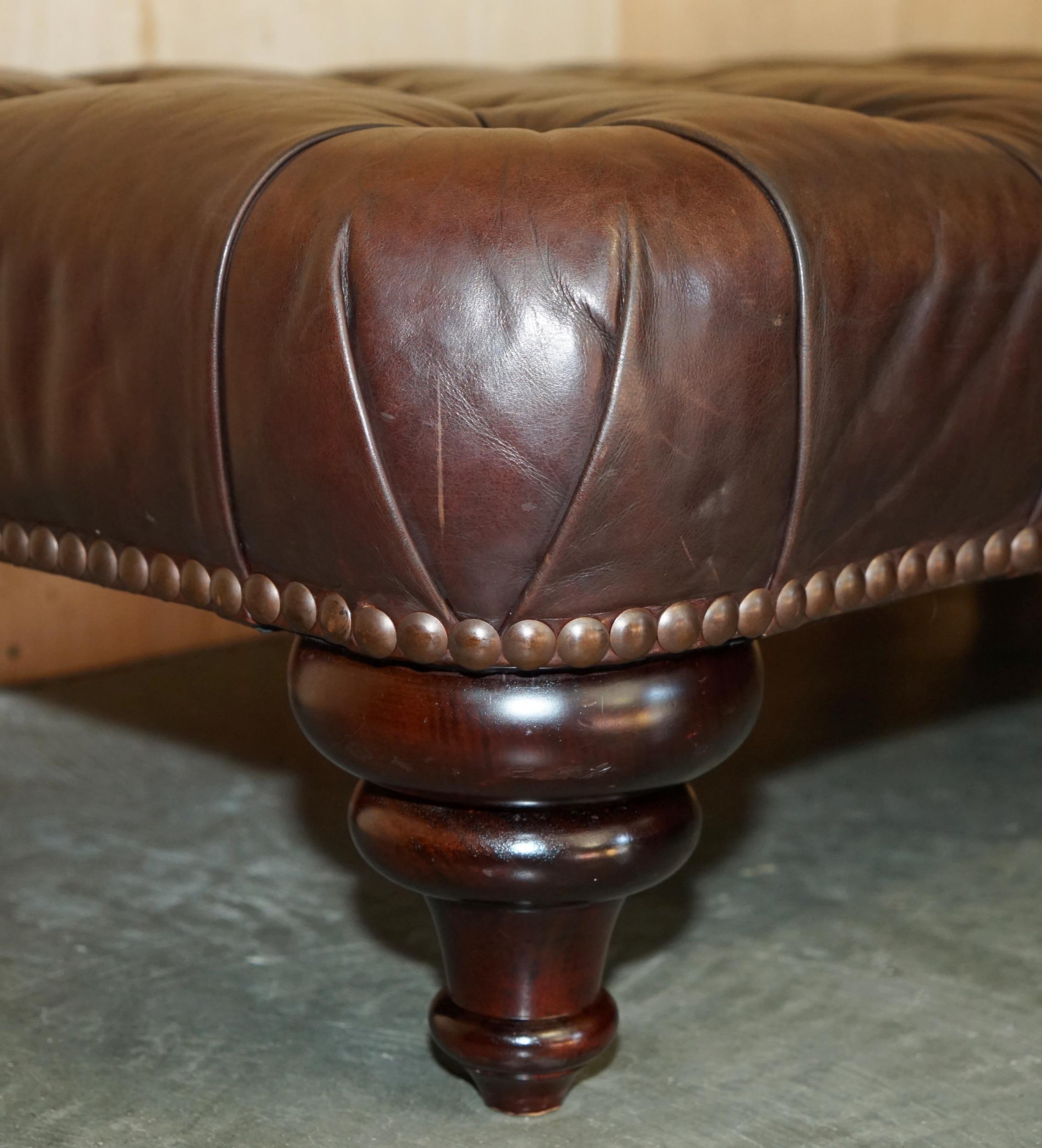 Leather STUNNiNG HAND DYED BROWN LEATHER GEORGE SMITH CHESTERFIELD TUFTED FOOTSTOOL