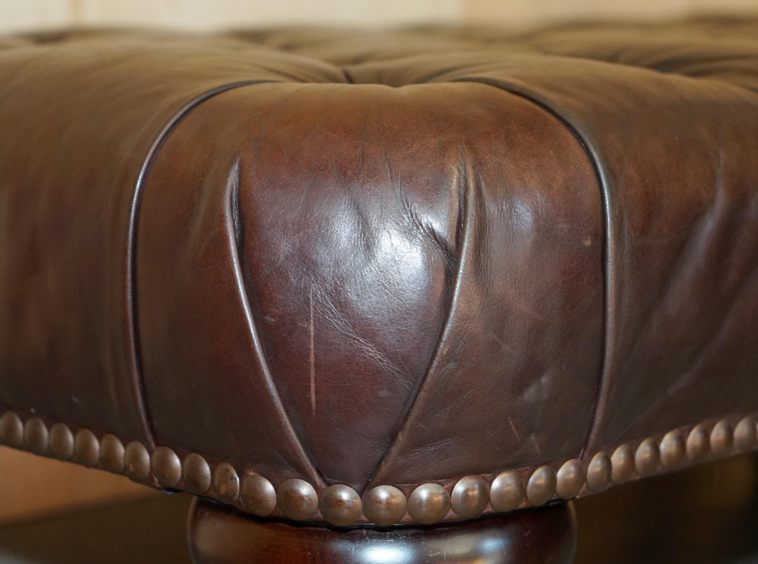 STUNNiNG HAND DYED BROWN LEATHER GEORGE SMITH CHESTERFIELD TUFTED FOOTSTOOL 1
