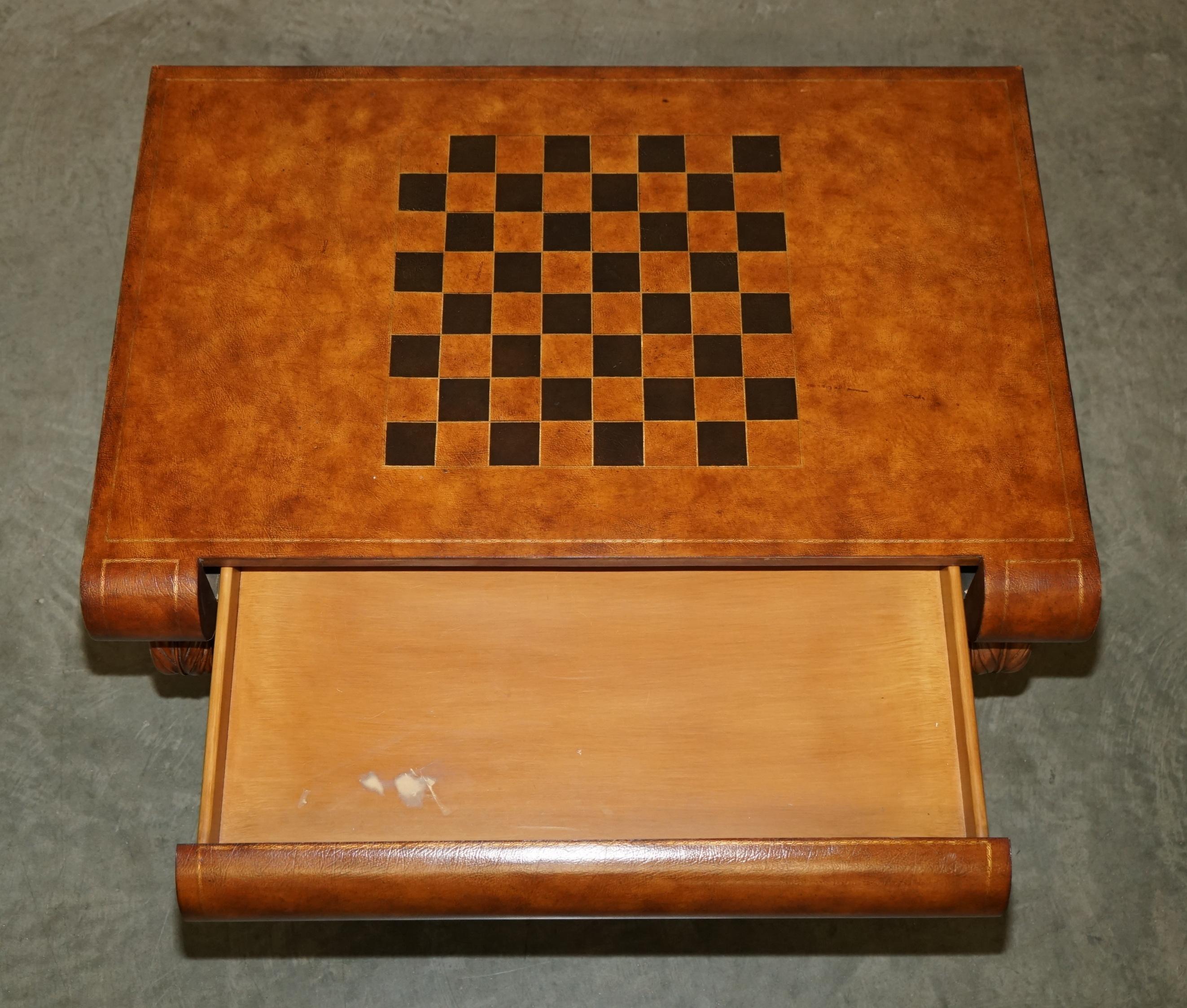 STUNNiNG HANDDYED BROWN LEATHER SCHOLARS BOOK CHESSBOARD CHESS COFFEE TABLE im Angebot 9