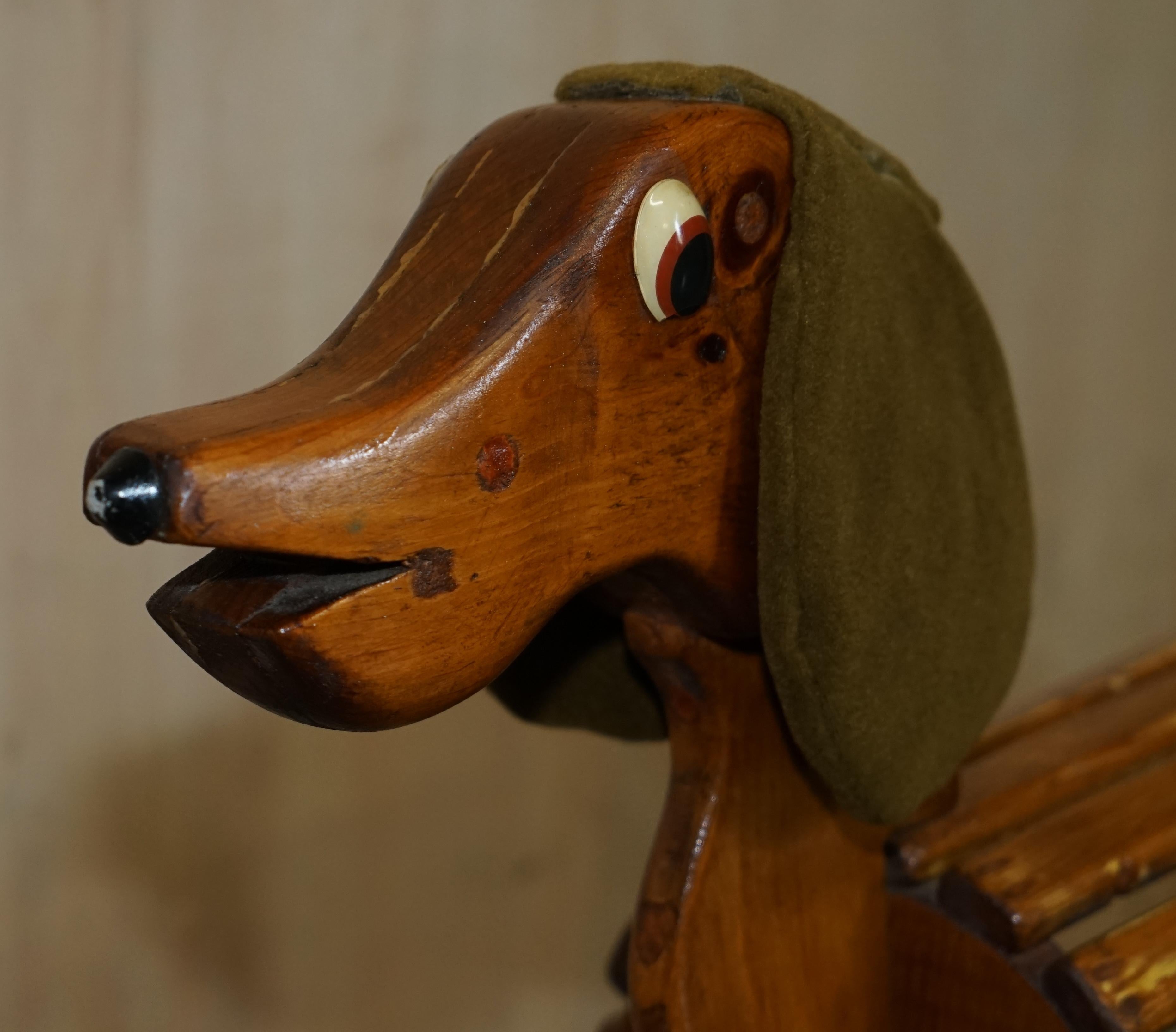 Art Deco Stunning handmade circa 1930 Childrens Rocking Horse of a Dachshund Sausage Dog For Sale