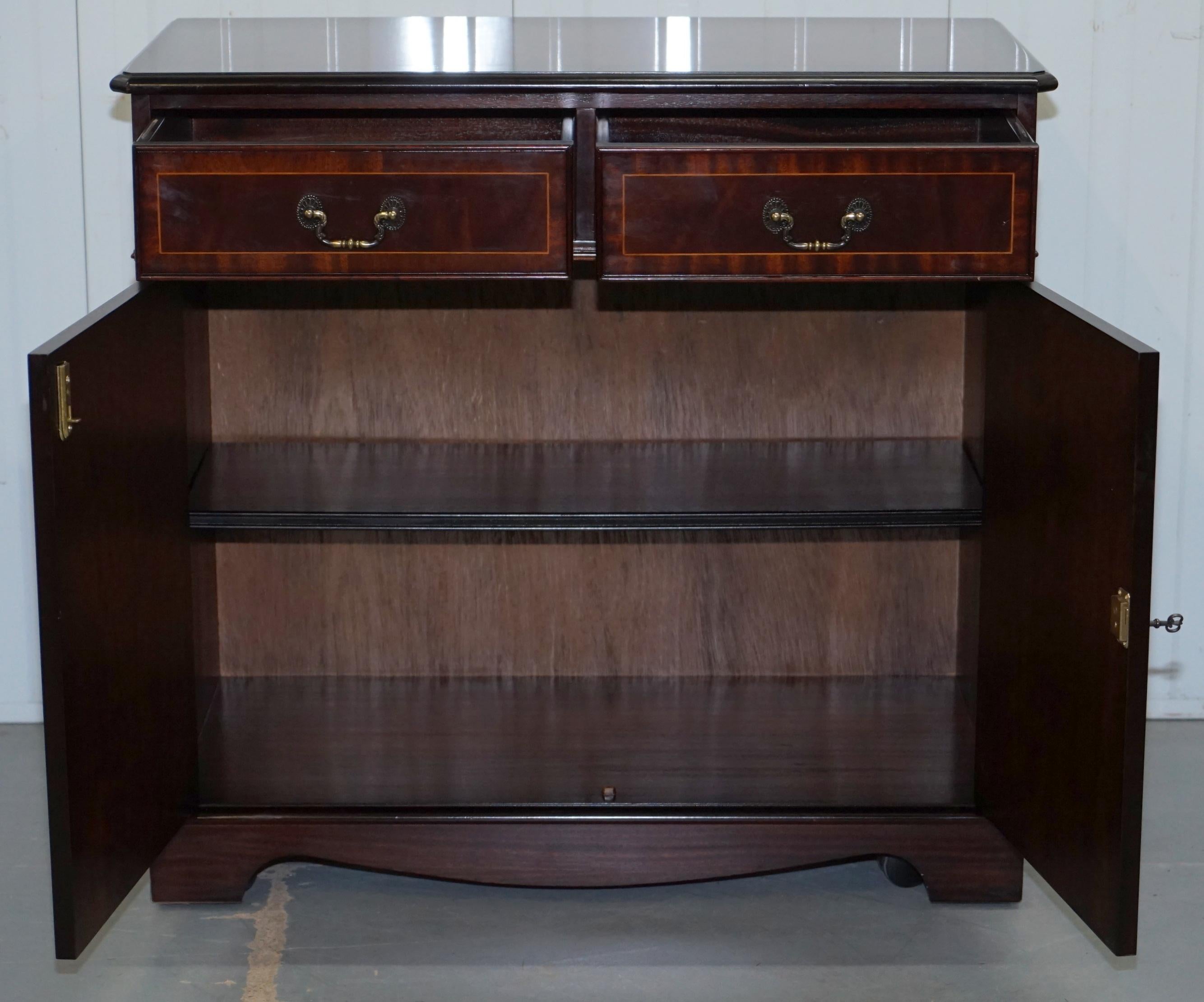 Stunning Handmade in England Solid Mahogany Sideboard with Drawers on Wheels 6